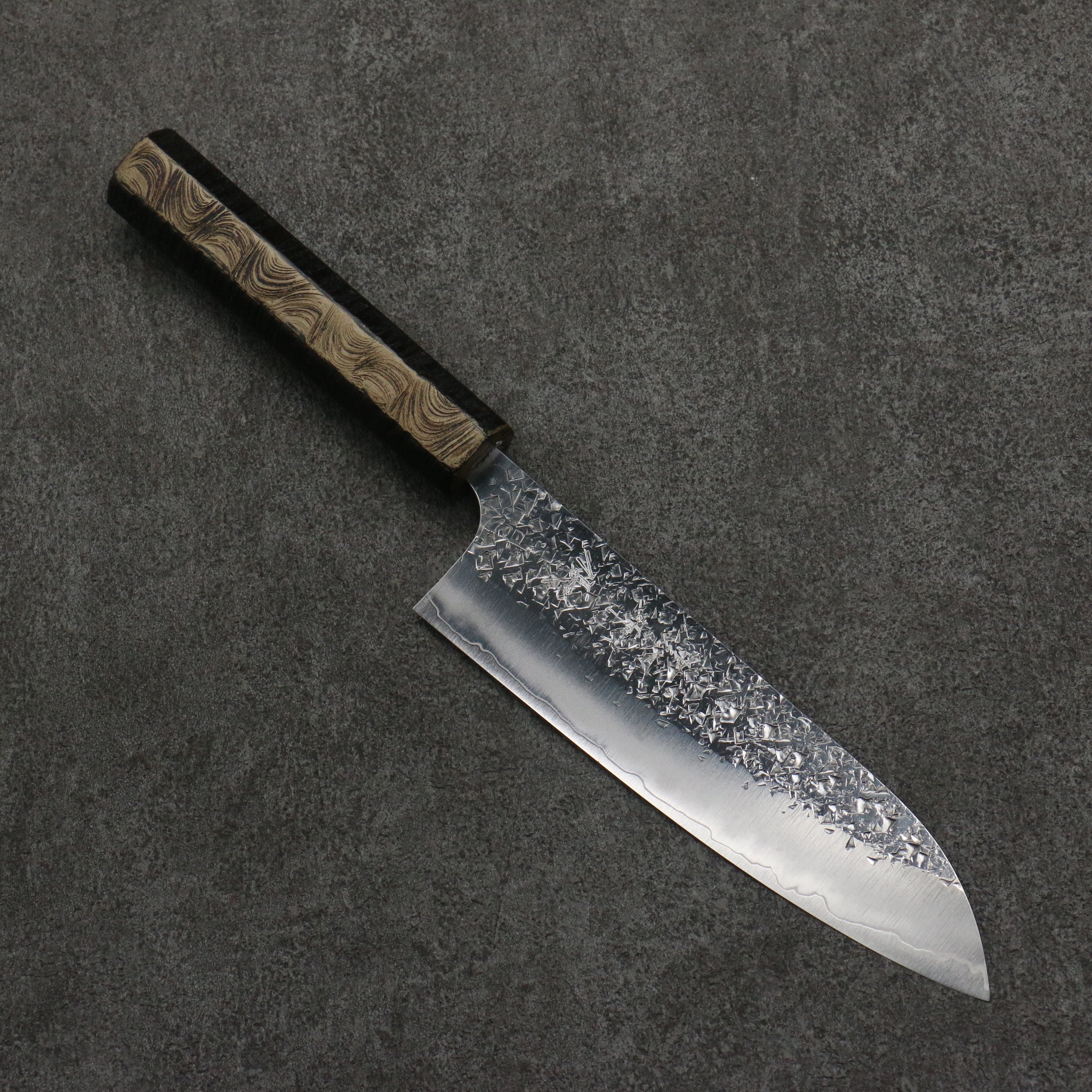 Yu Kurosaki Shizuku SG2 Hammered Santoku 165mm Lacquered Handle - Seisuke Knife