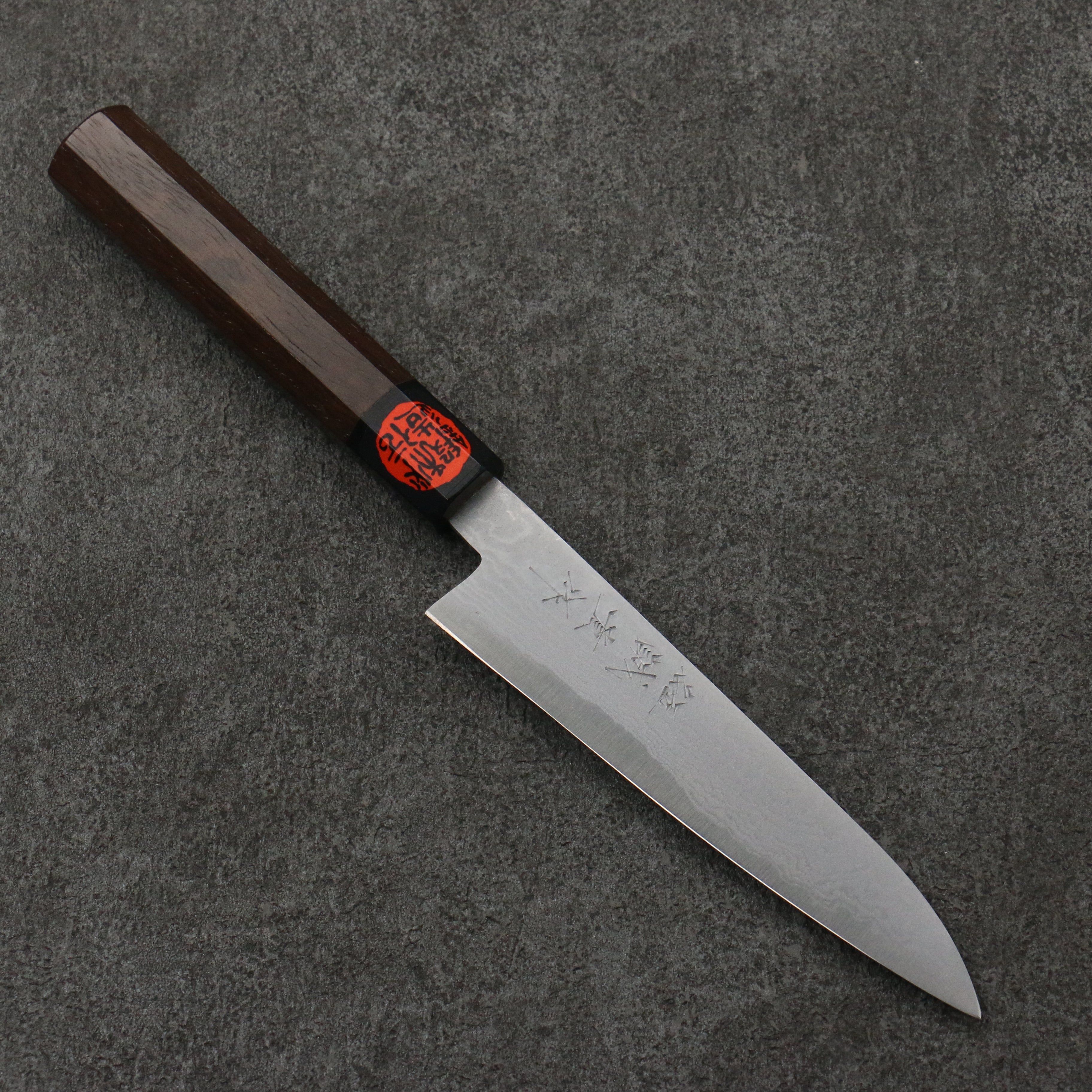 Shigeki Tanaka Blue Steel No.2 Damascus Petty-Utility 135mm Walnut Handle - Seisuke Knife