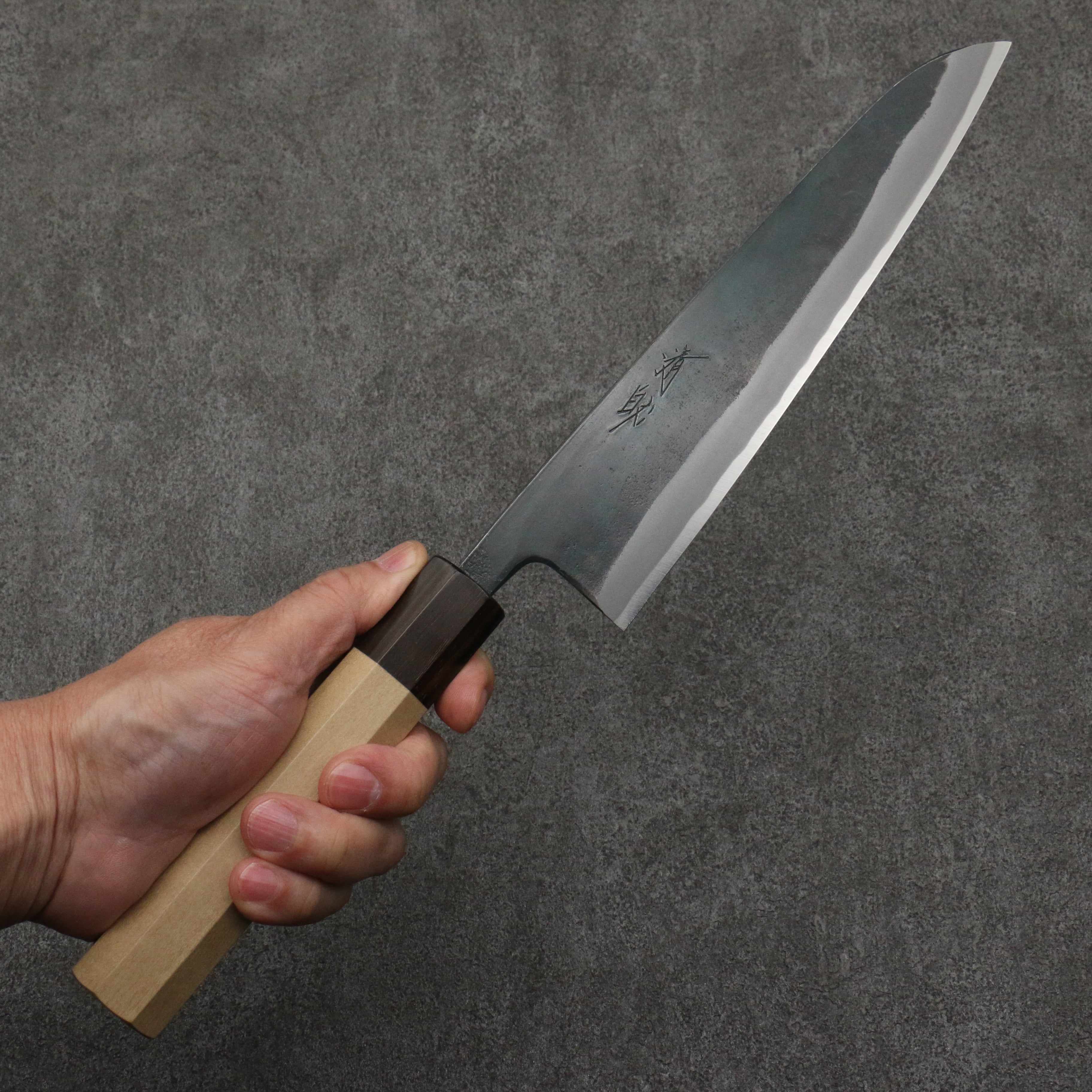 Seisuke Blue Super Black Finished Gyuto 210mm Magnolia (Ferrule: Ebony) Handle - Seisuke Knife
