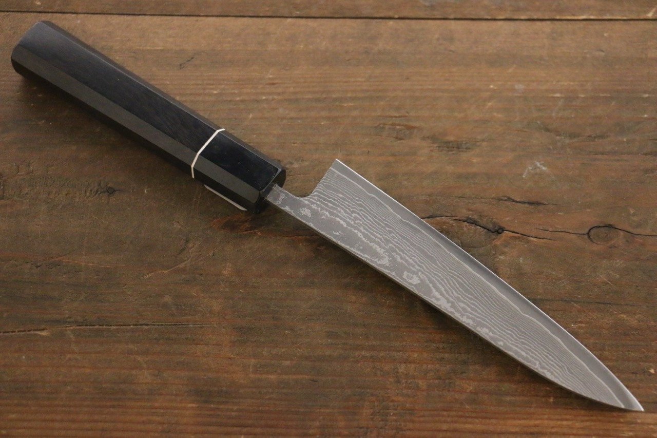 Shigeki Tanaka Habakiri SG2 Damascus Petty-Utility 150mm Ebony Wood Handle - Seisuke Knife