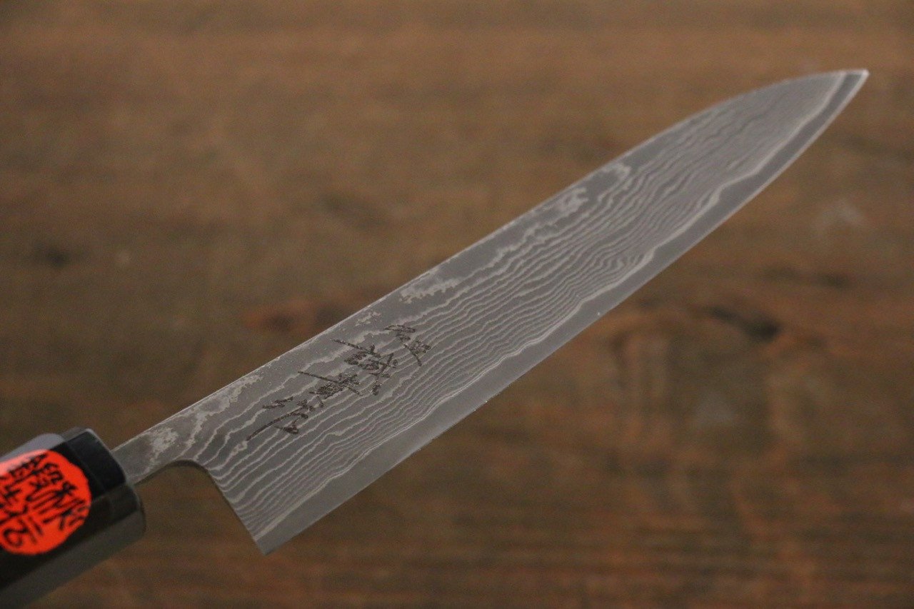 Shigeki Tanaka Habakiri SG2 Damascus Petty-Utility 150mm Ebony Wood Handle - Seisuke Knife