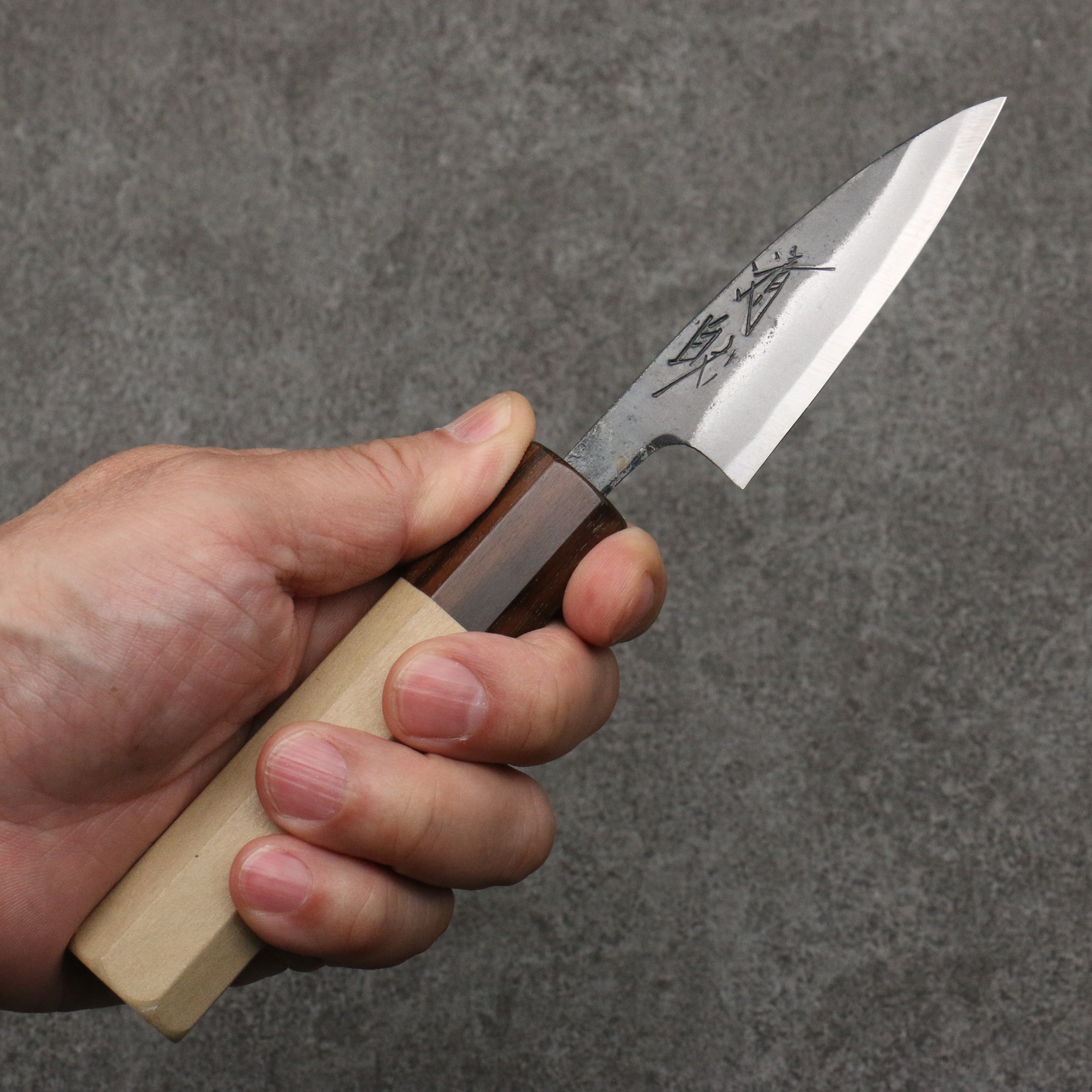 Seisuke Blue Steel No.1 Black Finished Paring 75mm Magnolia & Ebony Handle - Seisuke Knife