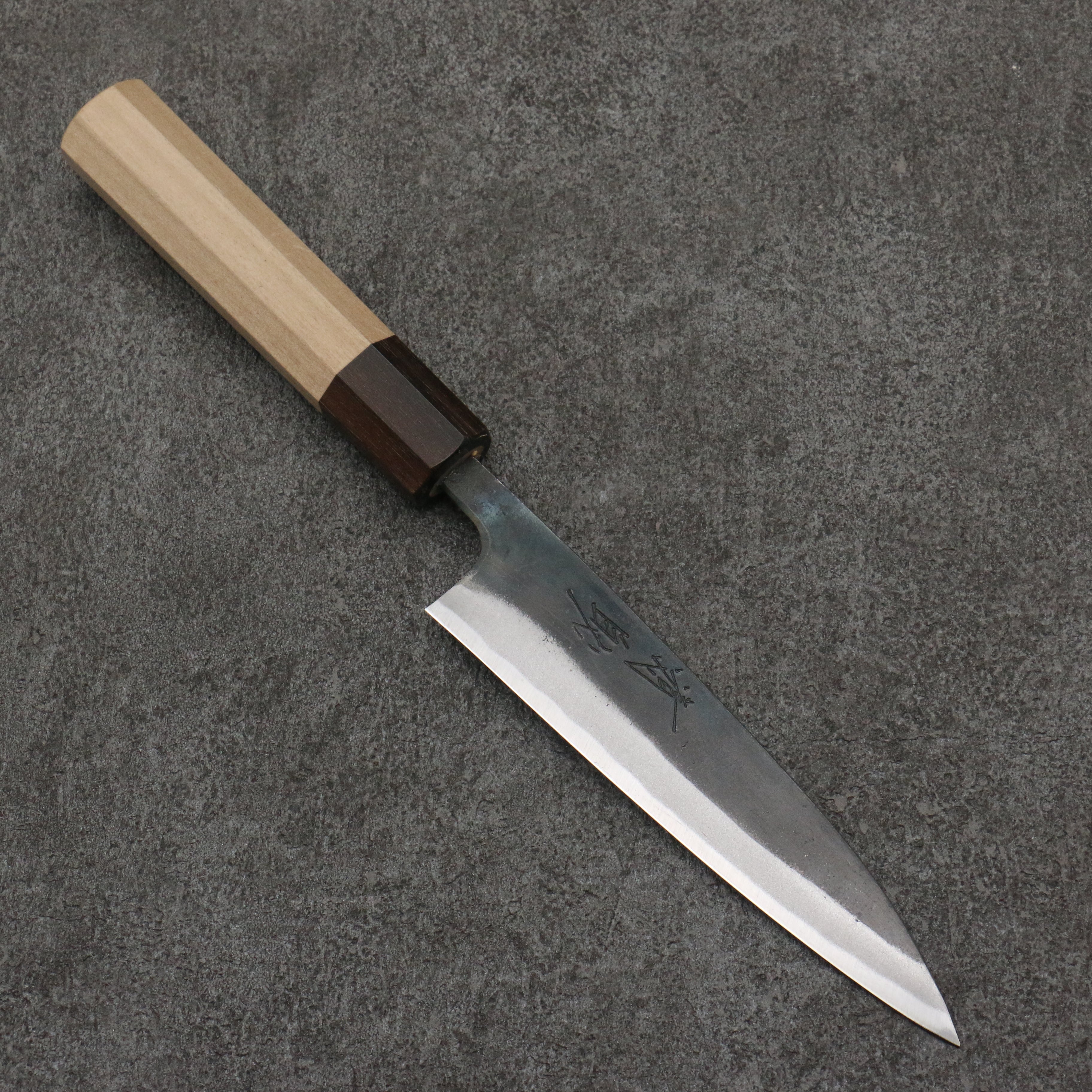 Seisuke Blue Steel No.1 Kurouchi Petty-Utility 135mm Magnolia & Ebony Wood Handle - Seisuke Knife