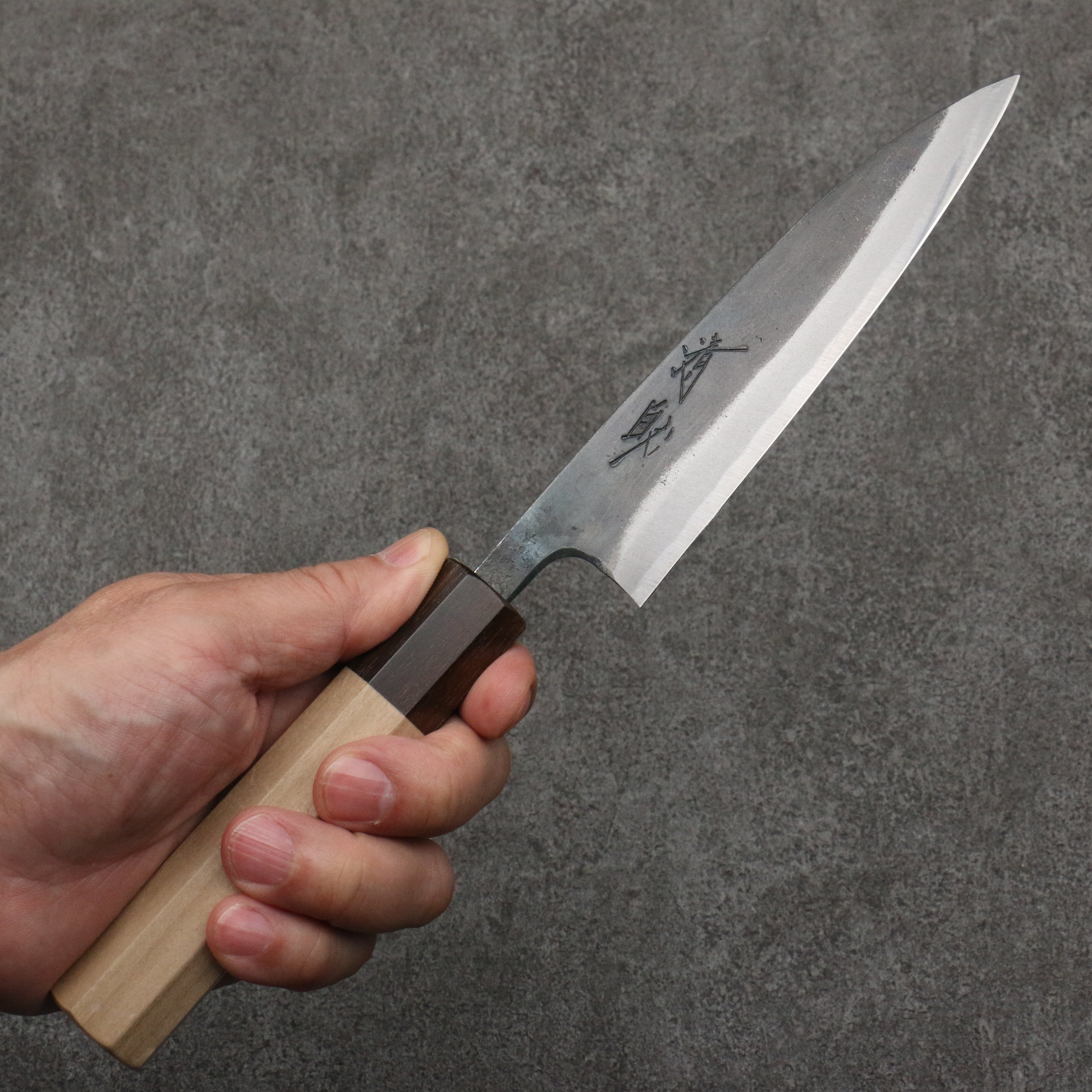 Seisuke Blue Steel No.1 Kurouchi Petty-Utility 135mm Magnolia & Ebony Wood Handle - Seisuke Knife