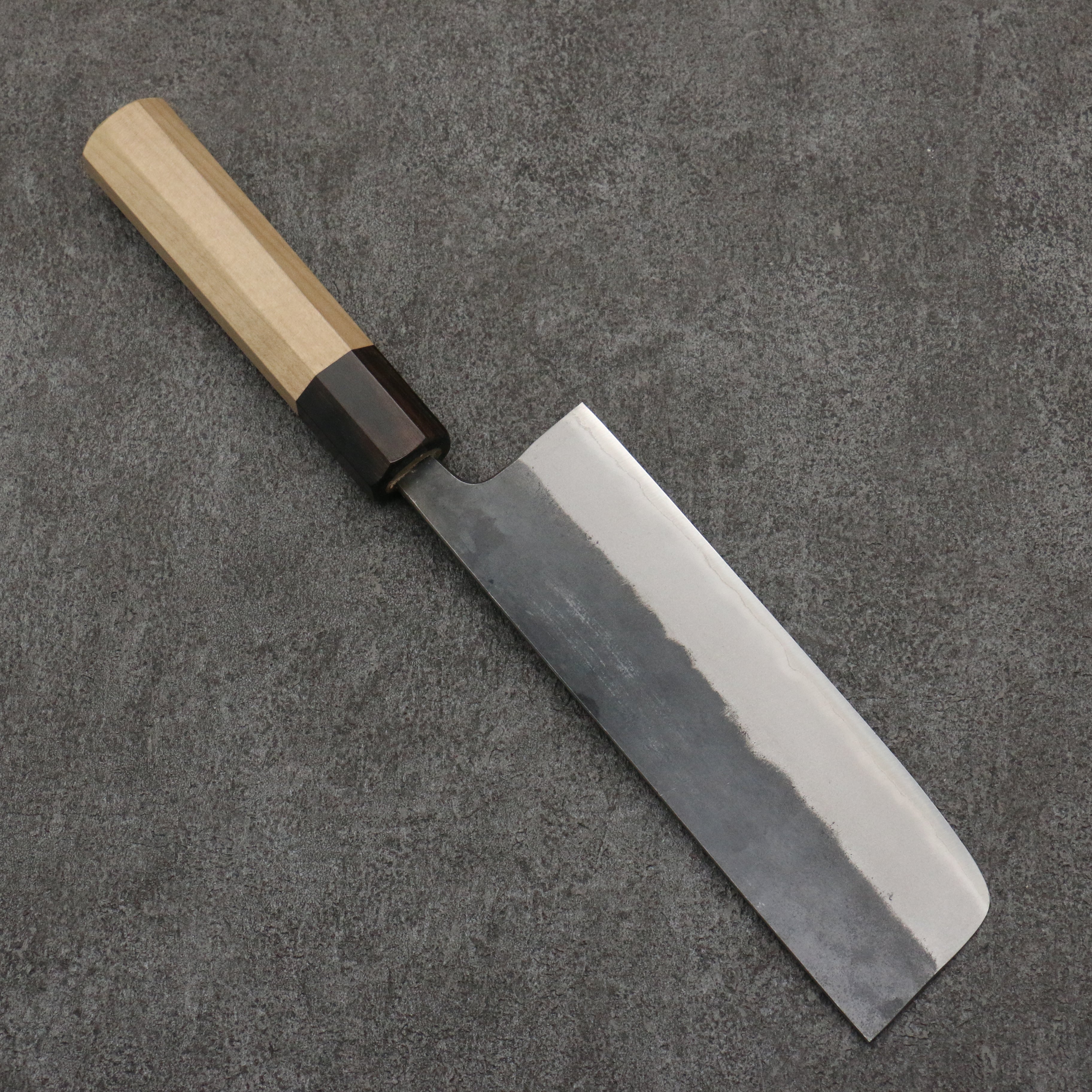 Seisuke Blue Steel No.2 Black Finished Nakiri 165mm Magnolia (Ferrule: Ebony) Handle - Seisuke Knife