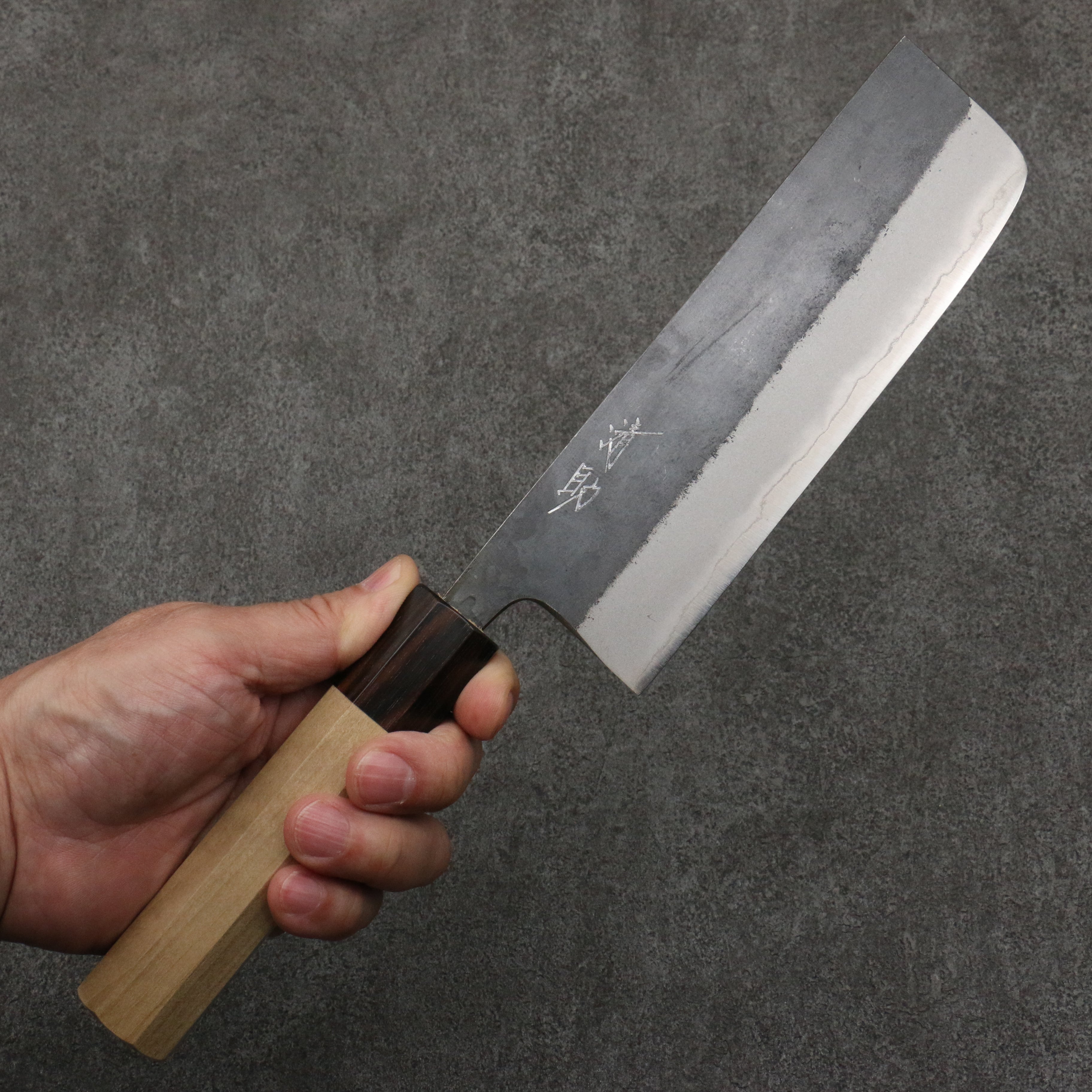 Seisuke Blue Steel No.2 Black Finished Nakiri 165mm Magnolia (Ferrule: Ebony) Handle - Seisuke Knife