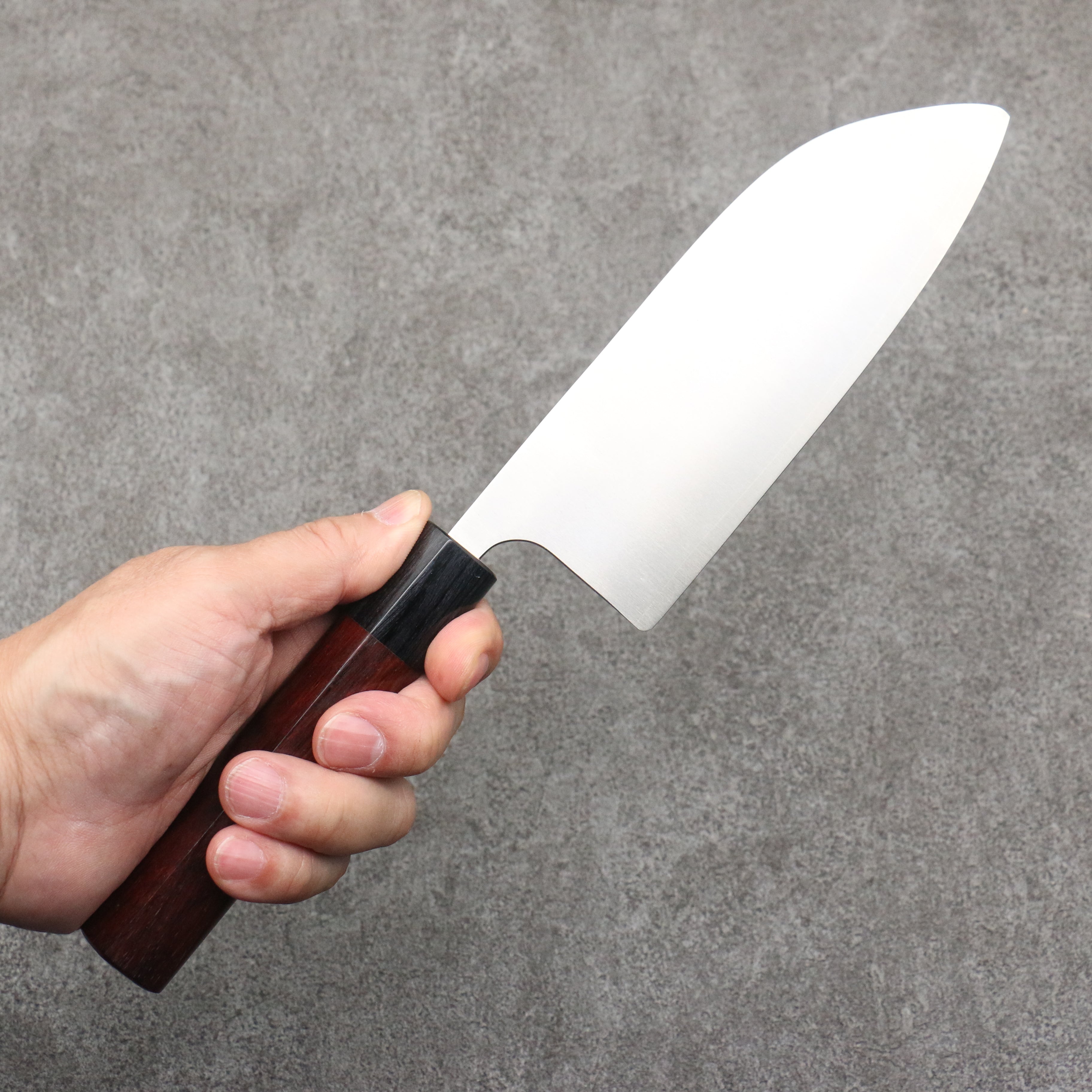 Shungo Ogata Round Tip SG2 Migaki Finished Small Santoku 150mm Rosewood (Ferrule: Black Pakka Wood) Handle - Seisuke Knife