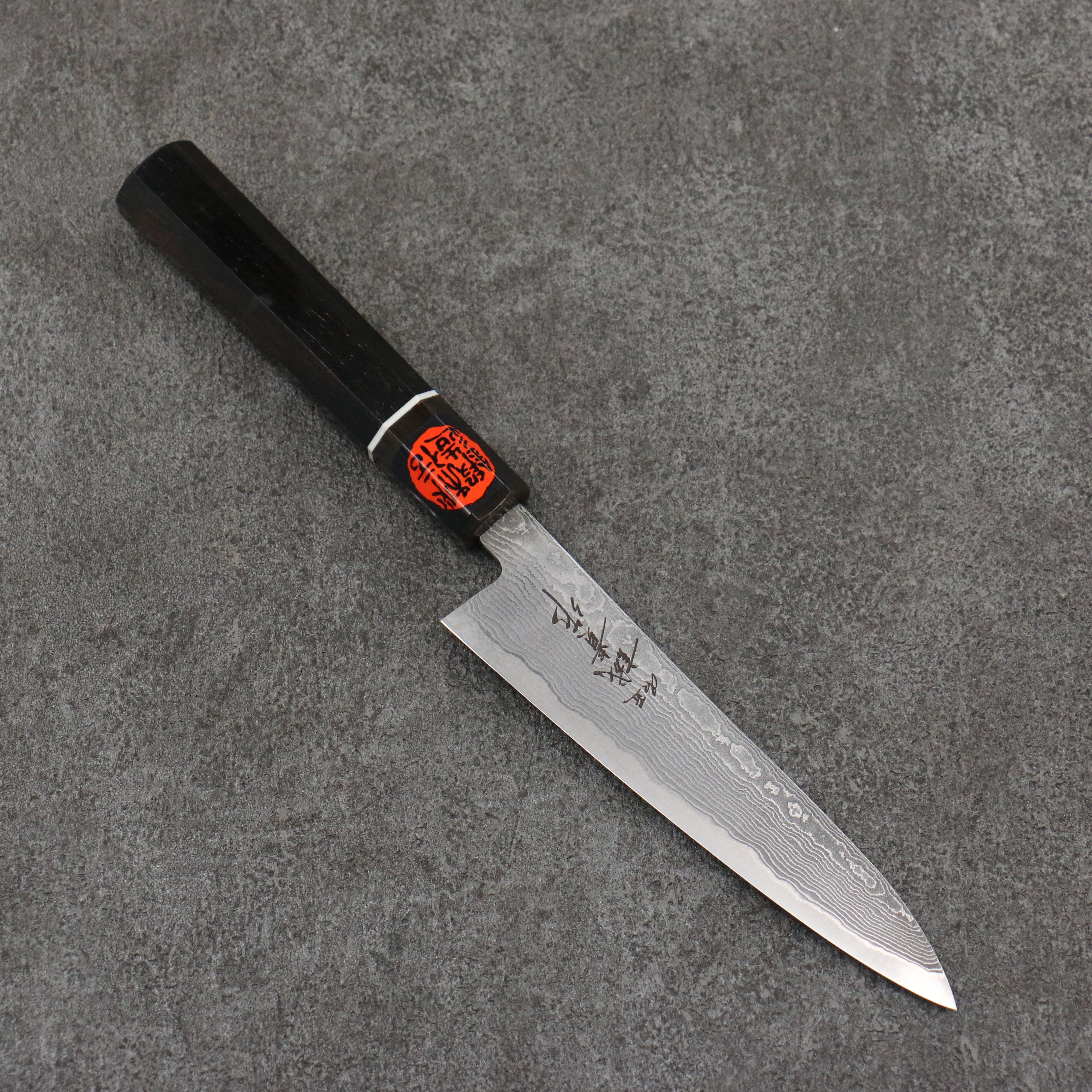 Shigeki Tanaka Habakiri SG2 Damascus Petty-Utility 135mm Ebony Wood Handle - Seisuke Knife