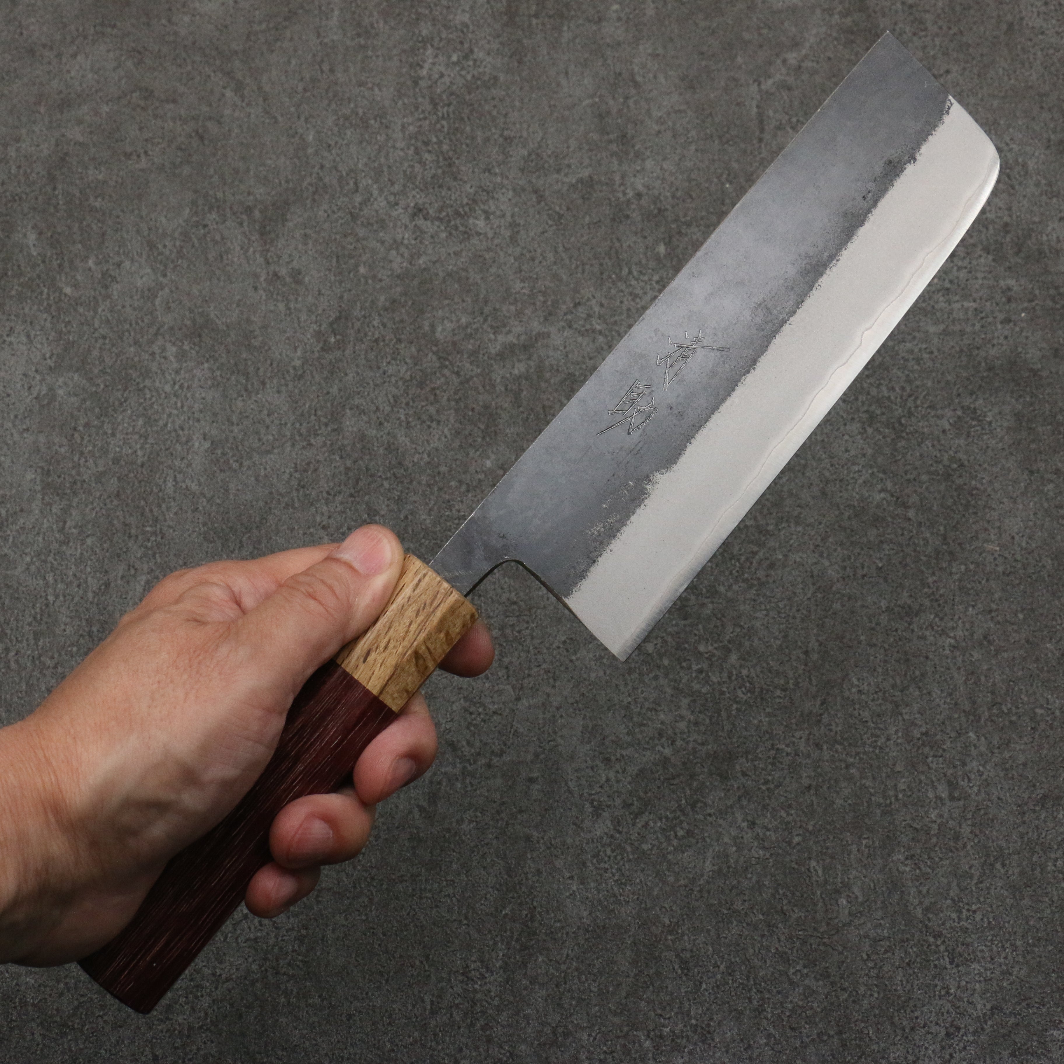 Seisuke Blue Steel No.2 Black Finished Nakiri 165mm Purpleheart (Ferrule: Oak) Handle - Seisuke Knife