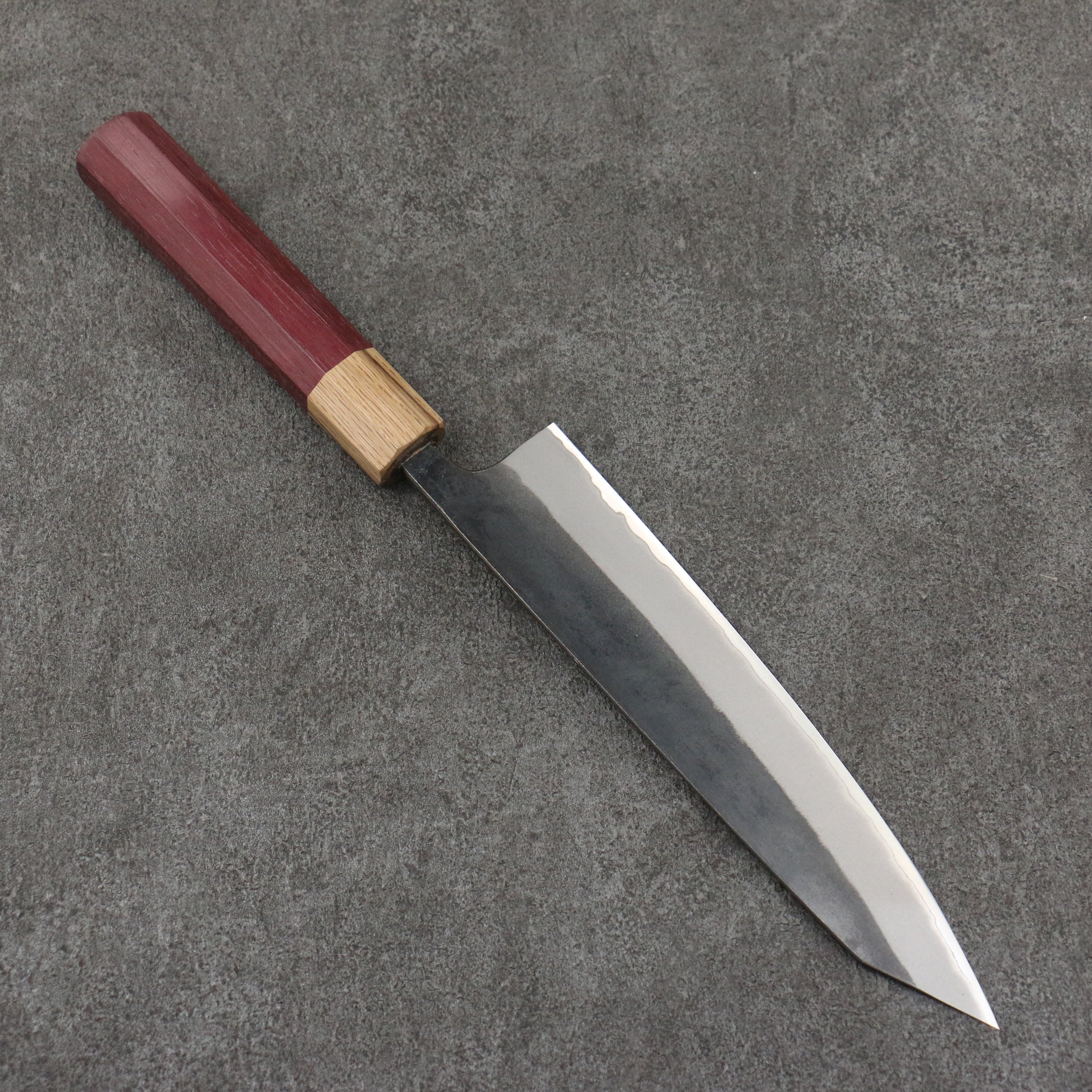 Seisuke Blue Steel No.2 Black Finished Kiritsuke Gyuto 210mm Purpleheart (Ferrule: Oak) Handle - Seisuke Knife