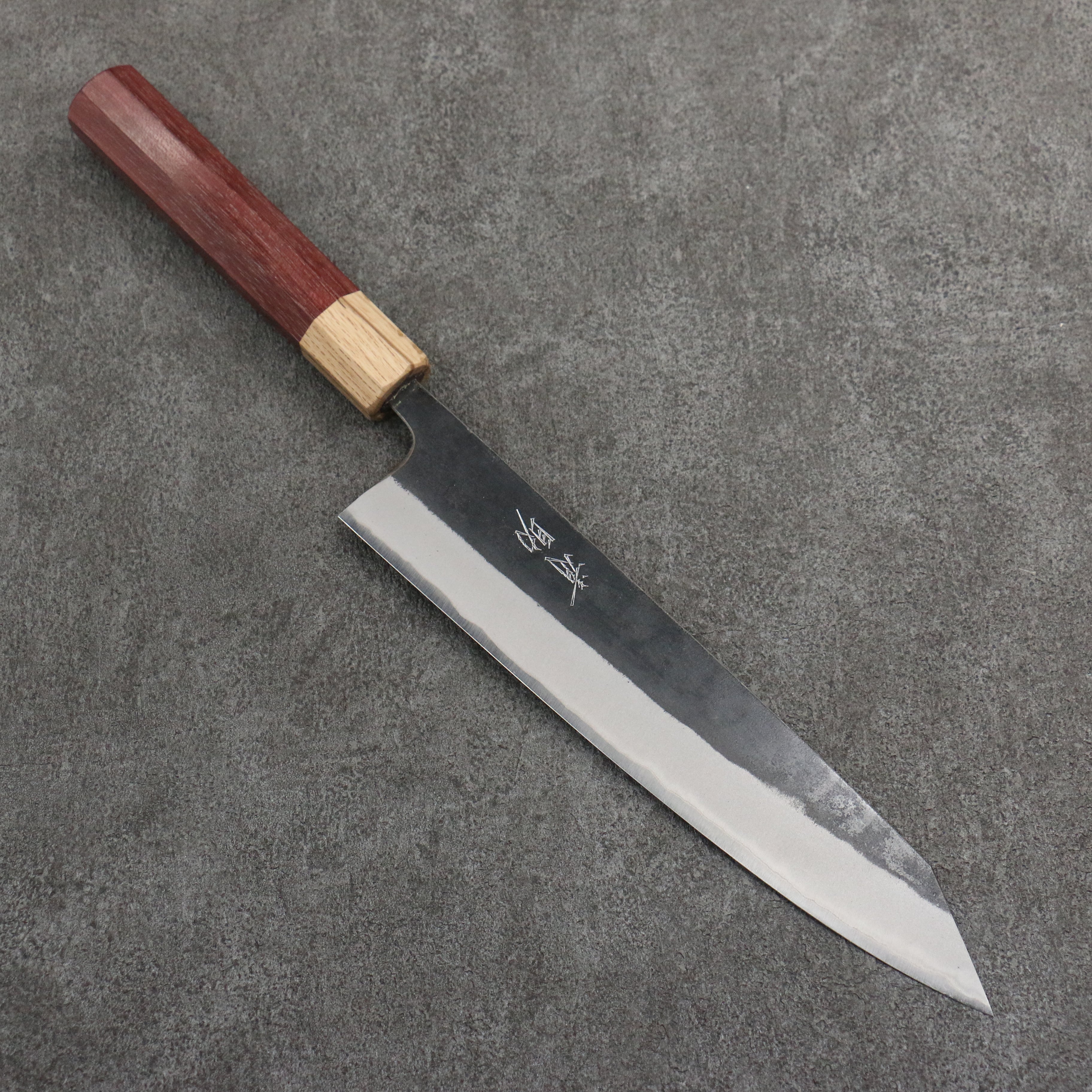 Seisuke Blue Steel No.2 Black Finished Kiritsuke Gyuto 240mm Purpleheart (Ferrule: Oak) Handle - Seisuke Knife