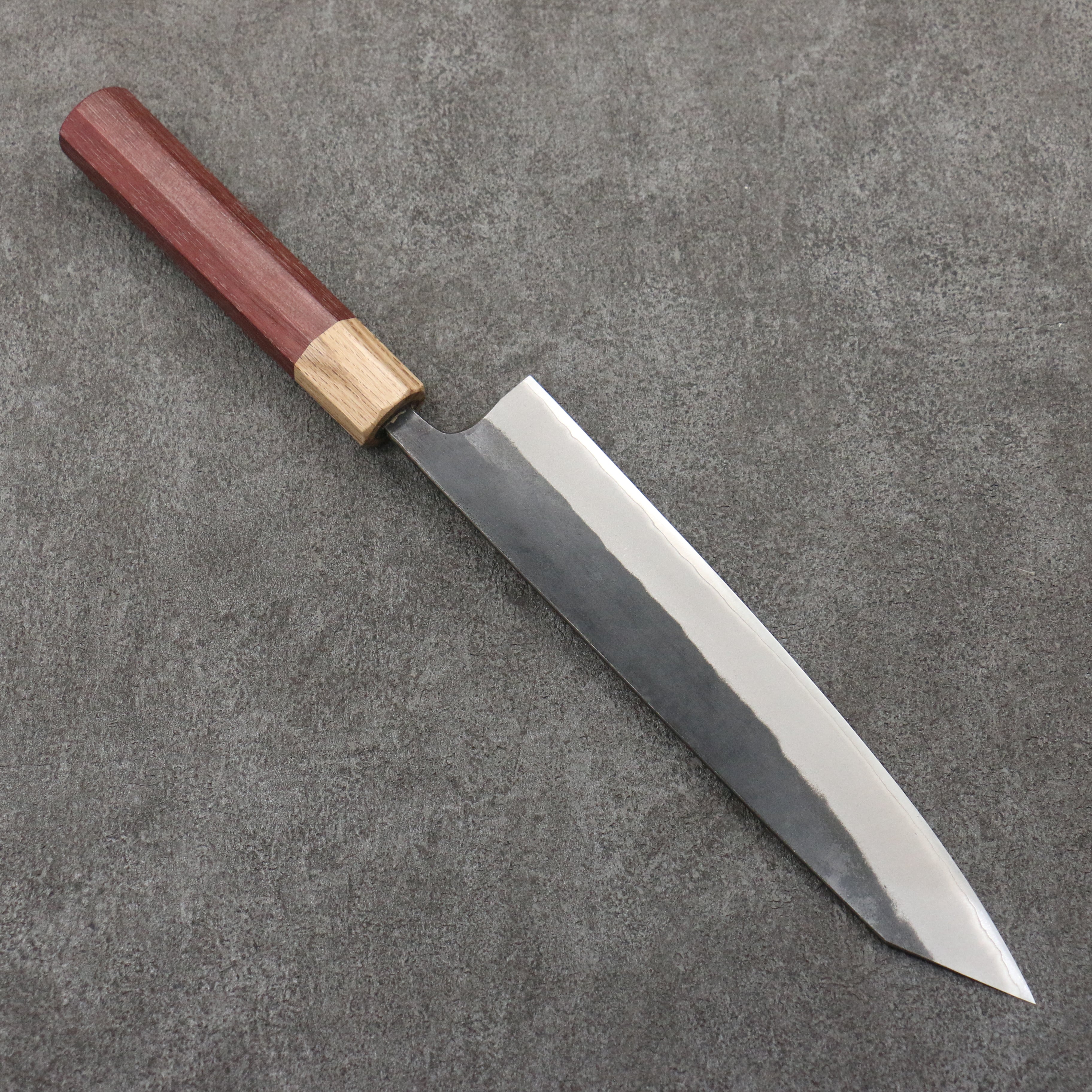 Seisuke Blue Steel No.2 Black Finished Kiritsuke Gyuto 240mm Purpleheart (Ferrule: Oak) Handle - Seisuke Knife