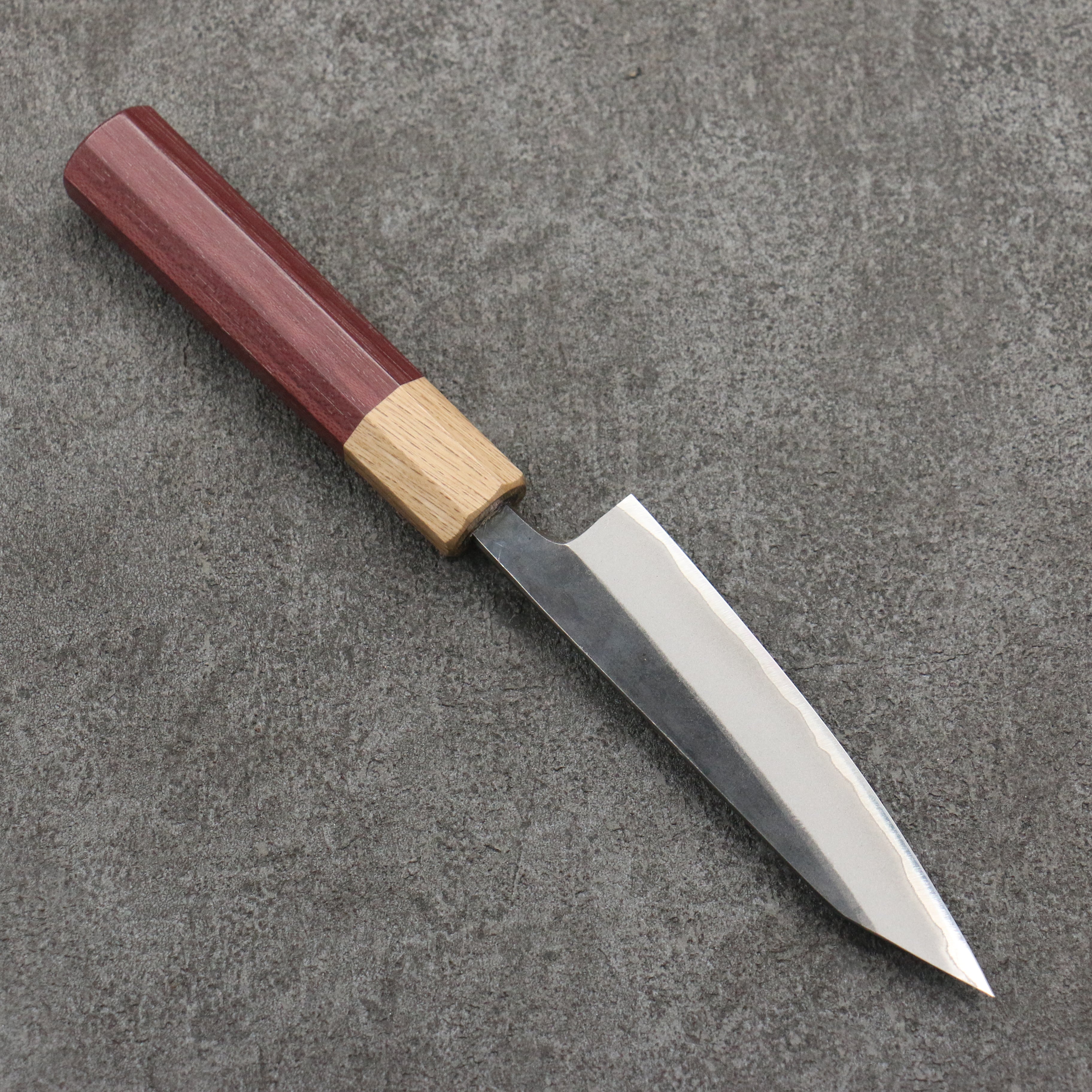 Seisuke Blue Steel No.2 Kurouchi Kiritsuke Petty-Utility 120mm Purpleheart & Oak Handle - Seisuke Knife