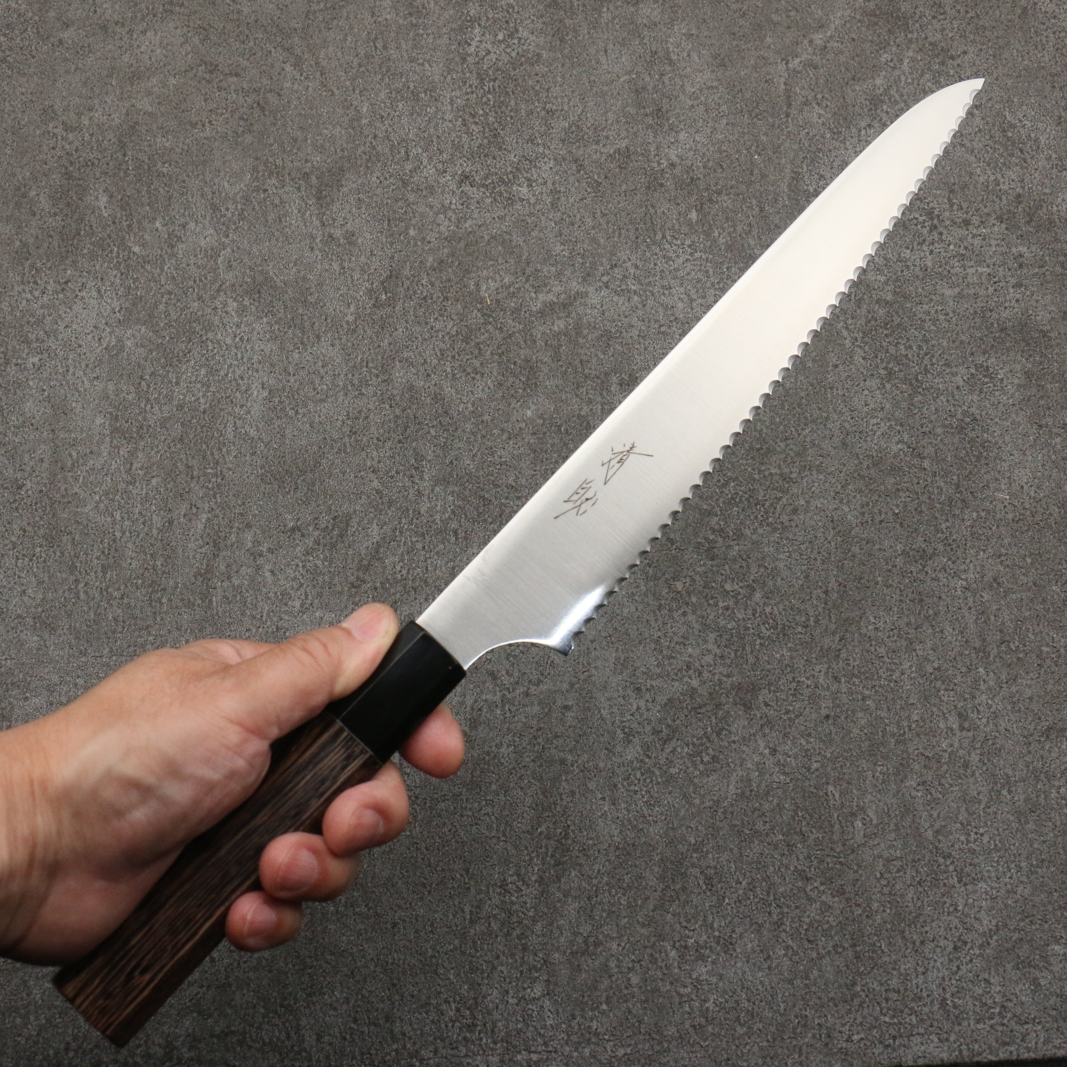 Seisuke Stainless Steel Bread Slicer 240mm Wenge Handle - Seisuke Knife