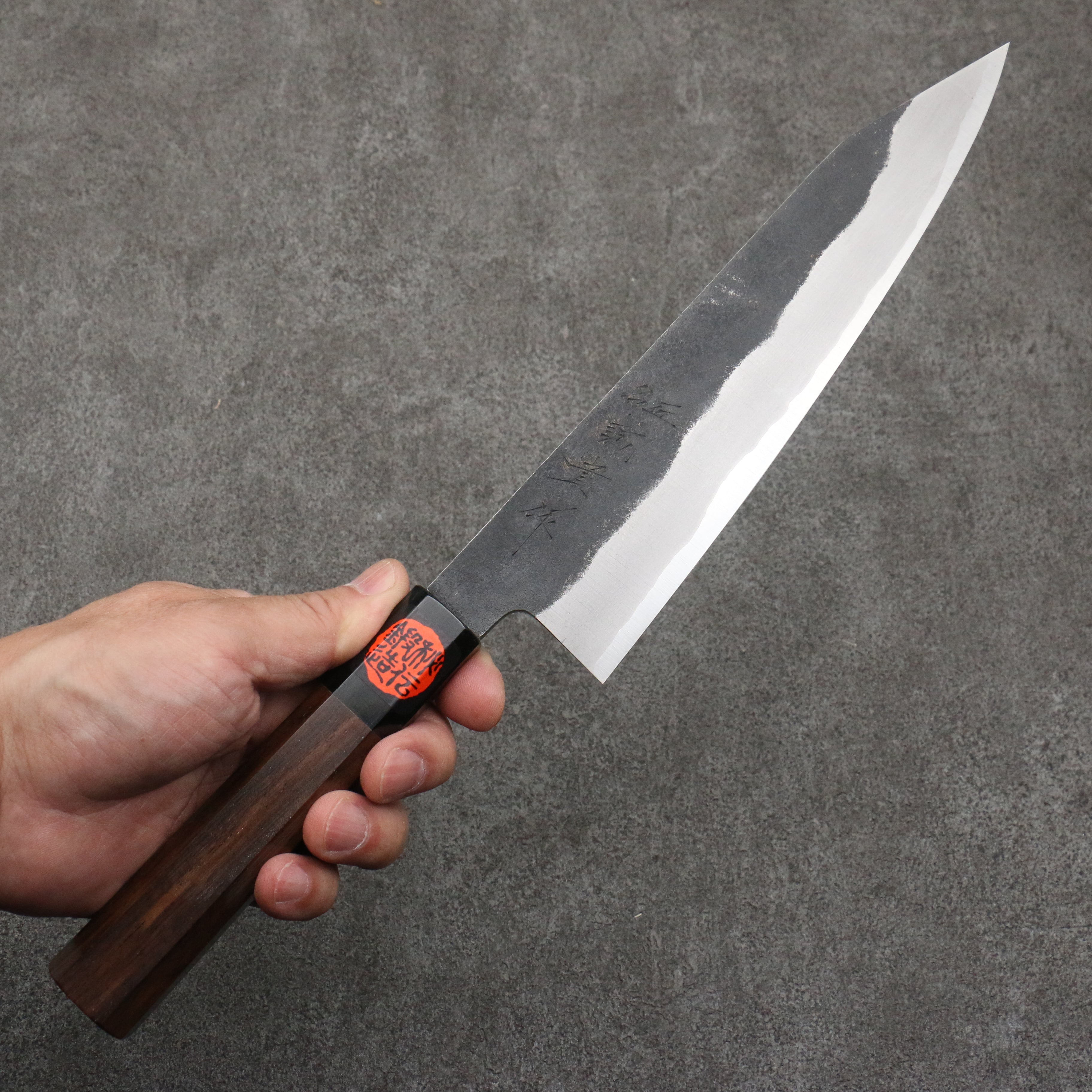 Shigeki Tanaka TEKKA Blue Steel No.2 Kurouchi Kiritsuke Gyuto 210mm Walnut Handle - Seisuke Knife