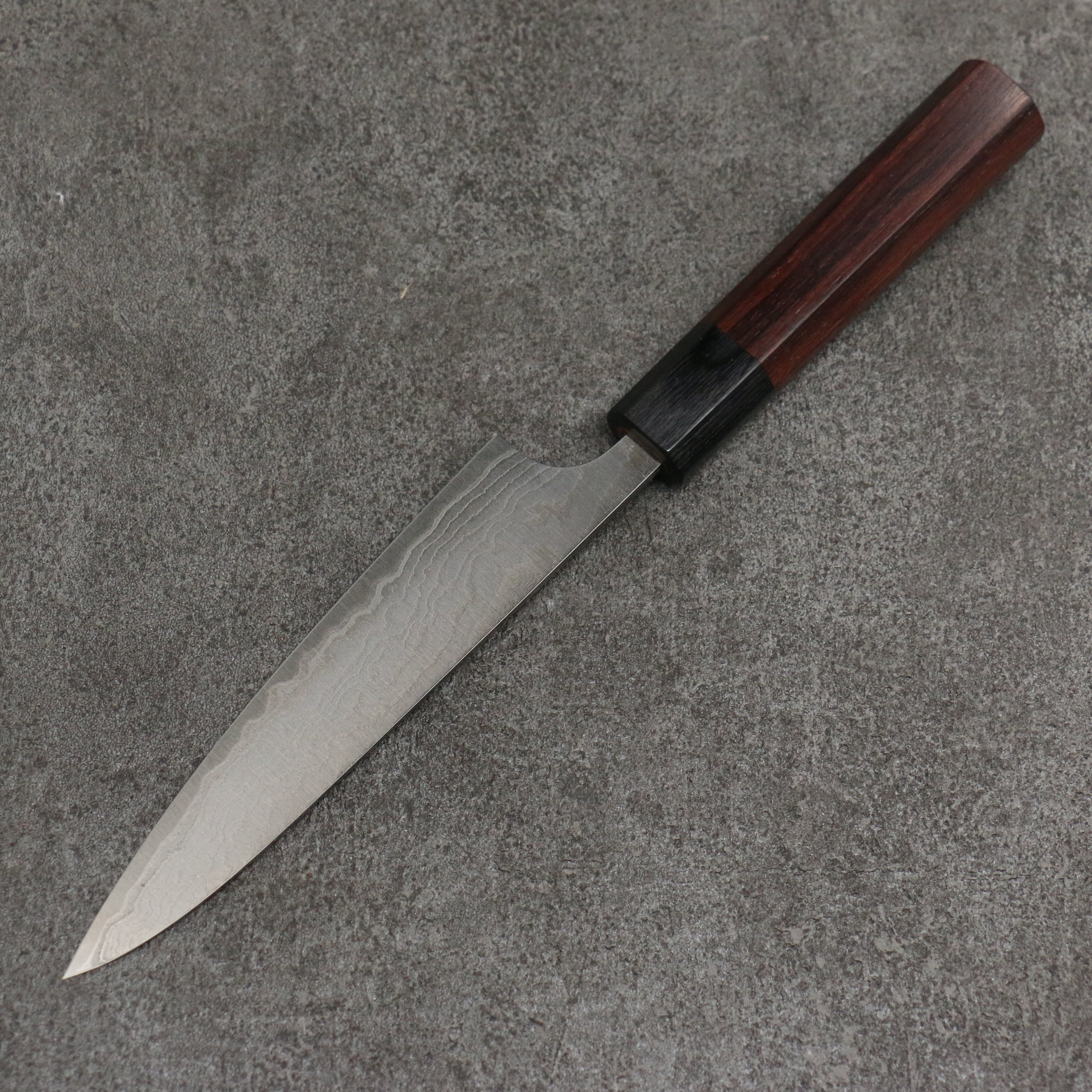 Nao Yamamoto SG2 Damascus Migaki Petty-Utility 135mm Shitan & Black Pakkawood Handle - Seisuke Knife