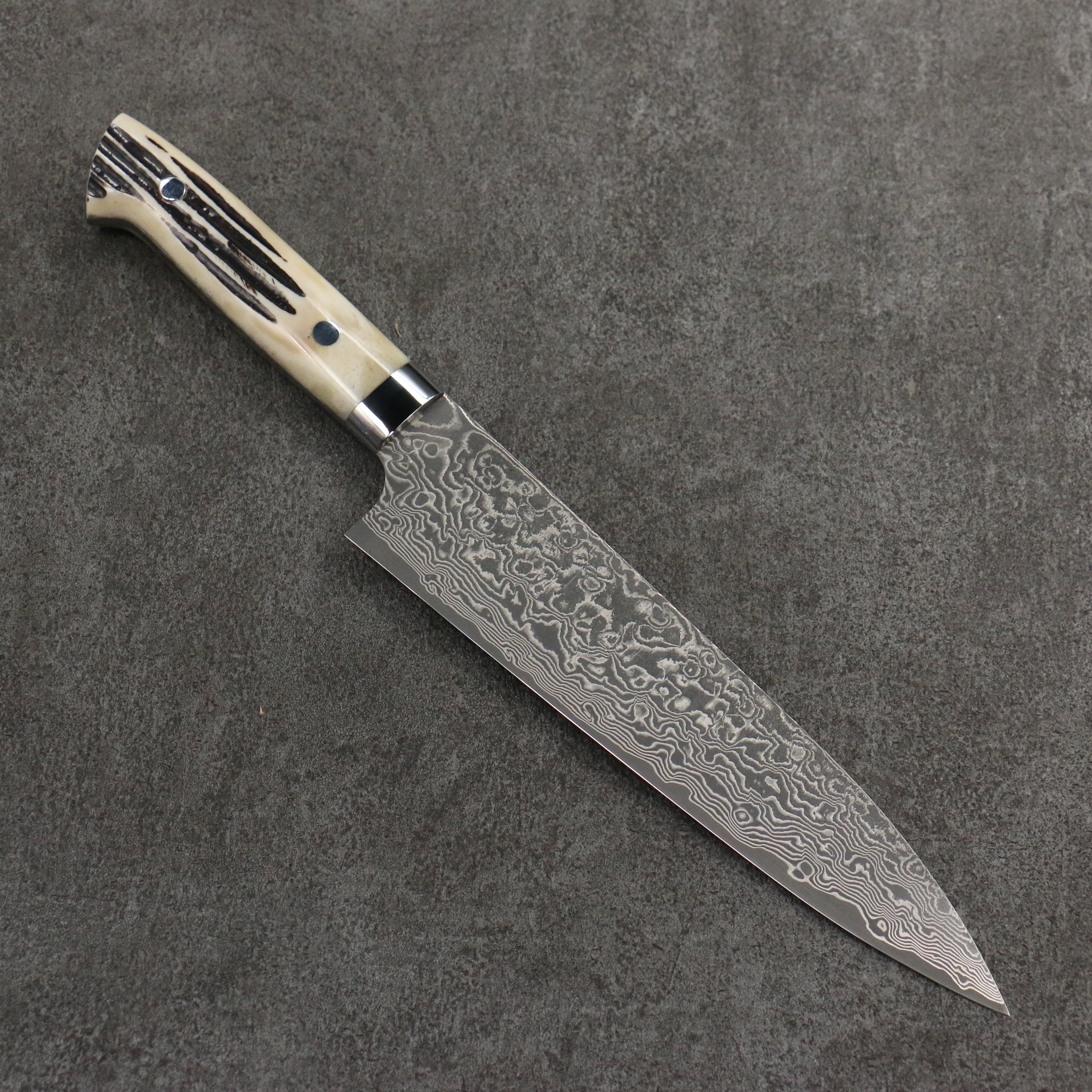 Takeshi Saji SG2 Black Damascus Gyuto 210mm White Deer Horn Handle - Seisuke Knife