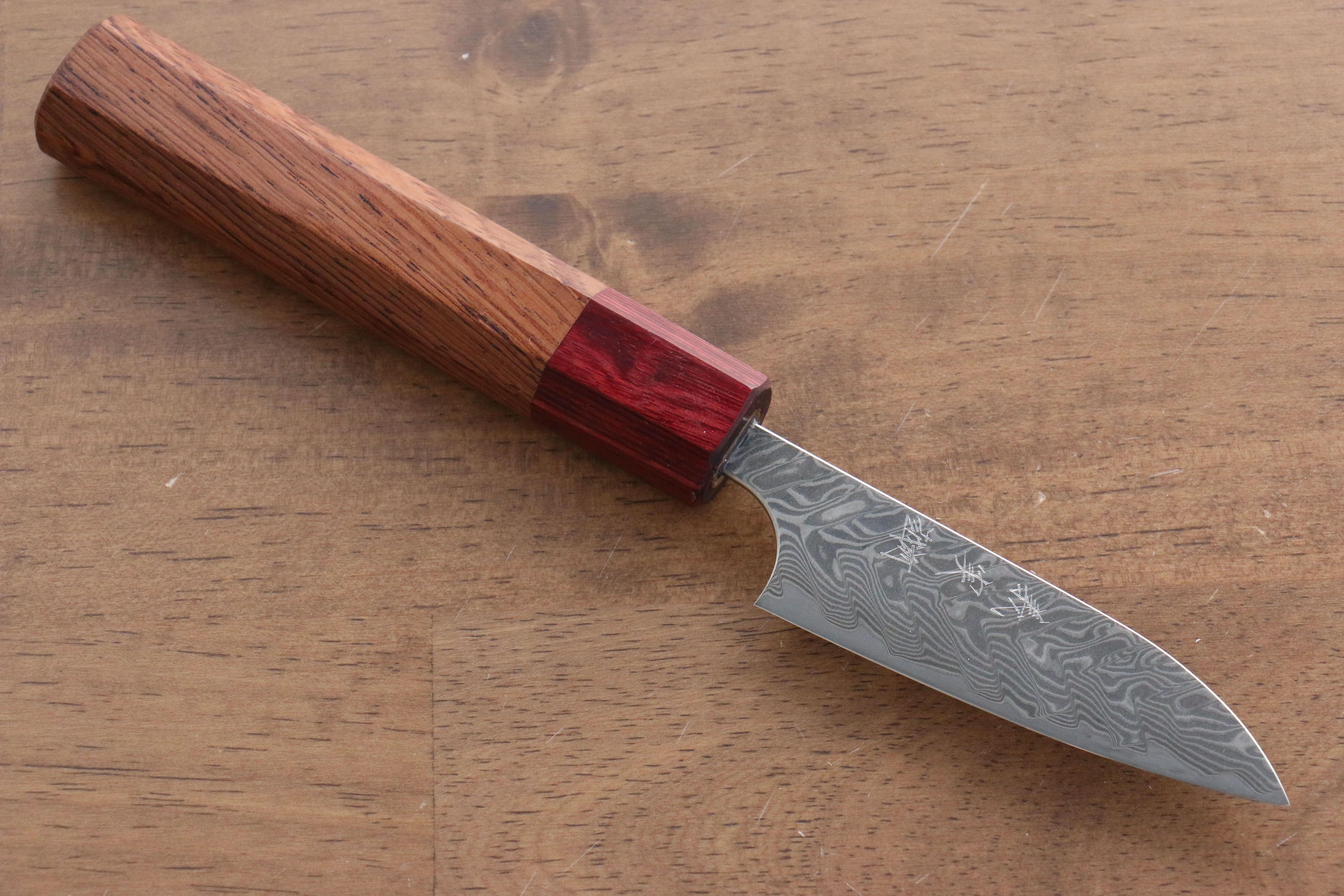 Yoshimi Kato SG2 Damascus Petty-Utility 75mm Red Honduras Handle - Seisuke Knife