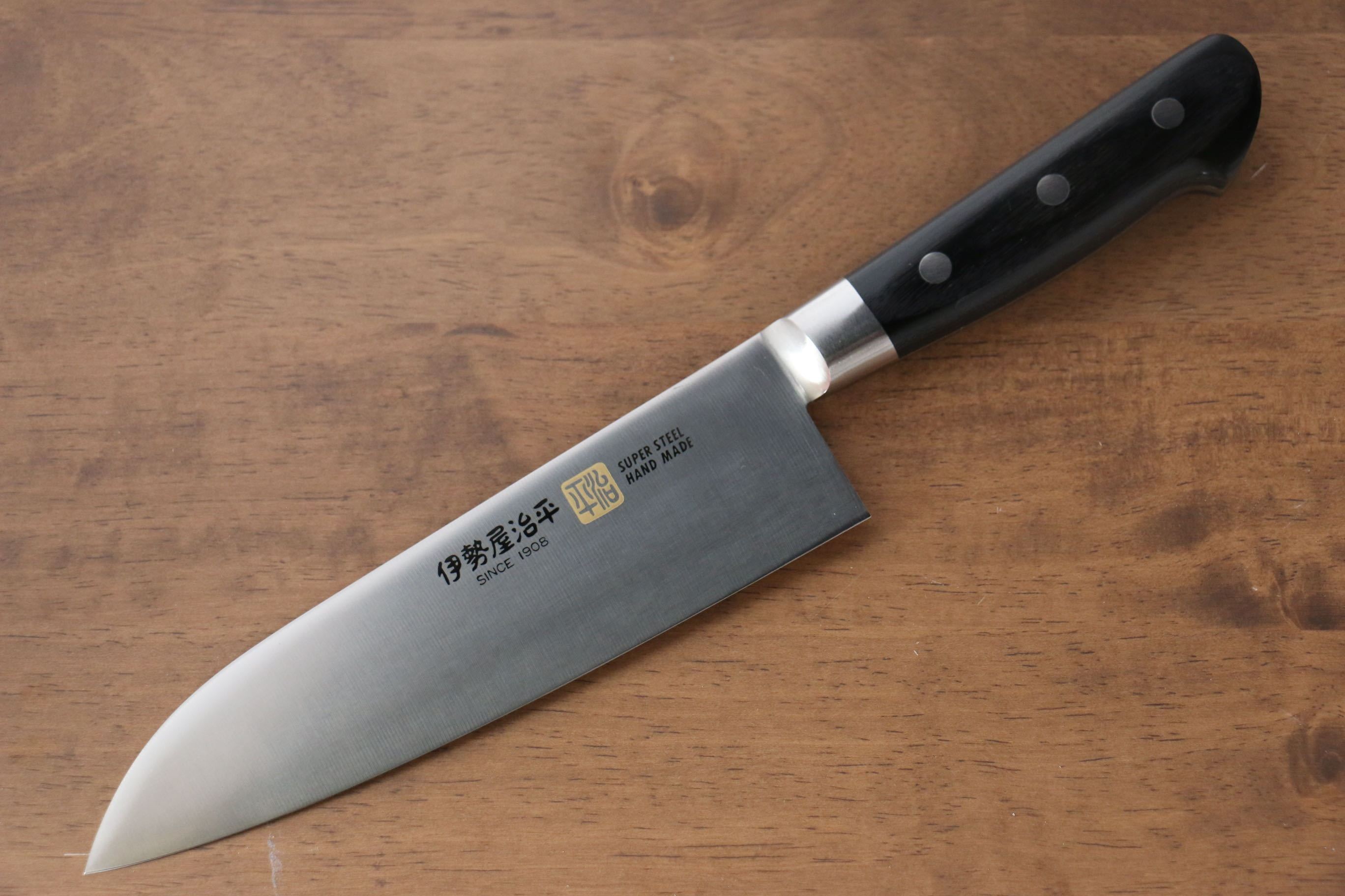 Iseya Molybdenum Santoku 180mm Black Pakkawood Handle - Seisuke Knife