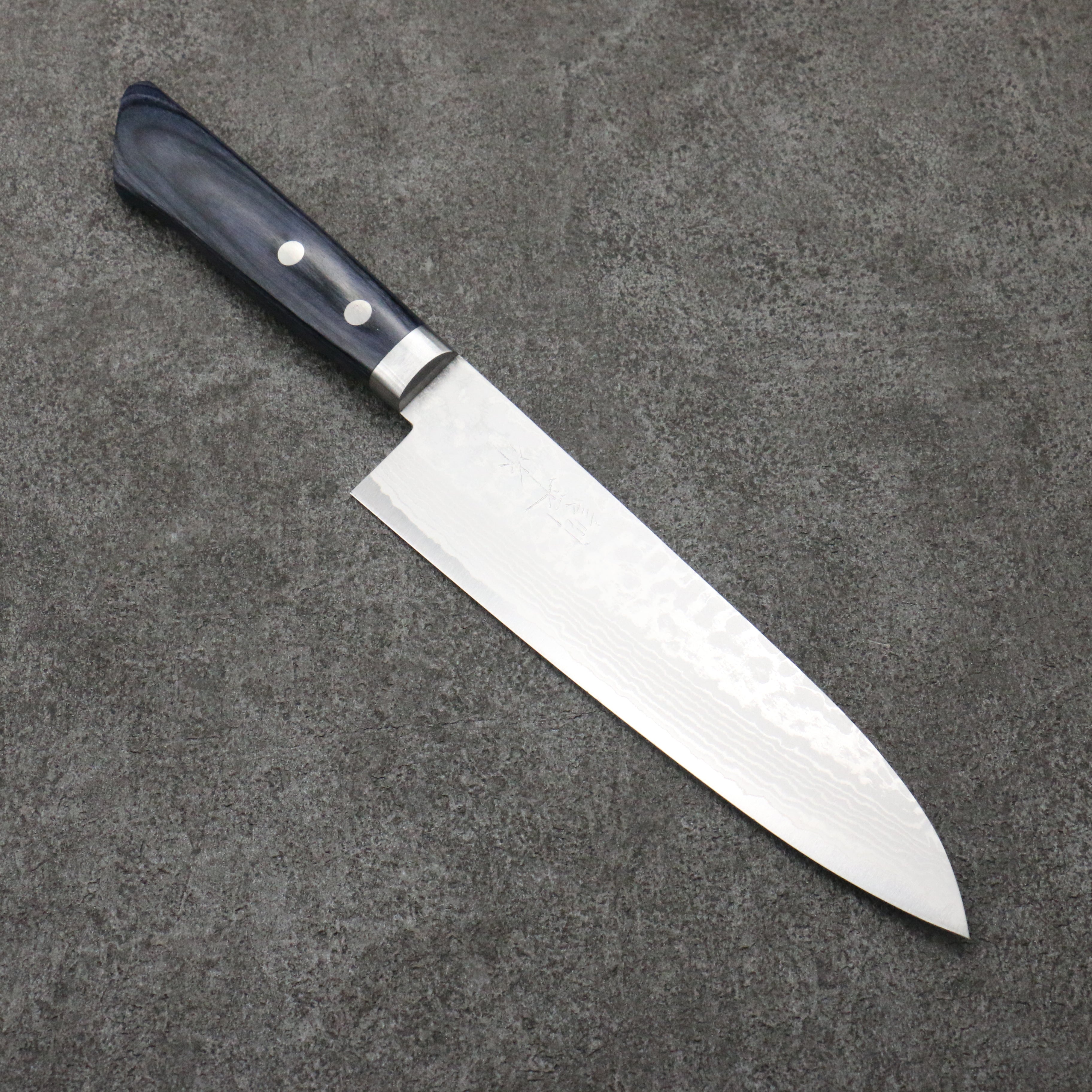 Kunihira Sairyu VG10 Damascus Gyuto 180mm Navy blue Pakka wood Handle - Seisuke Knife