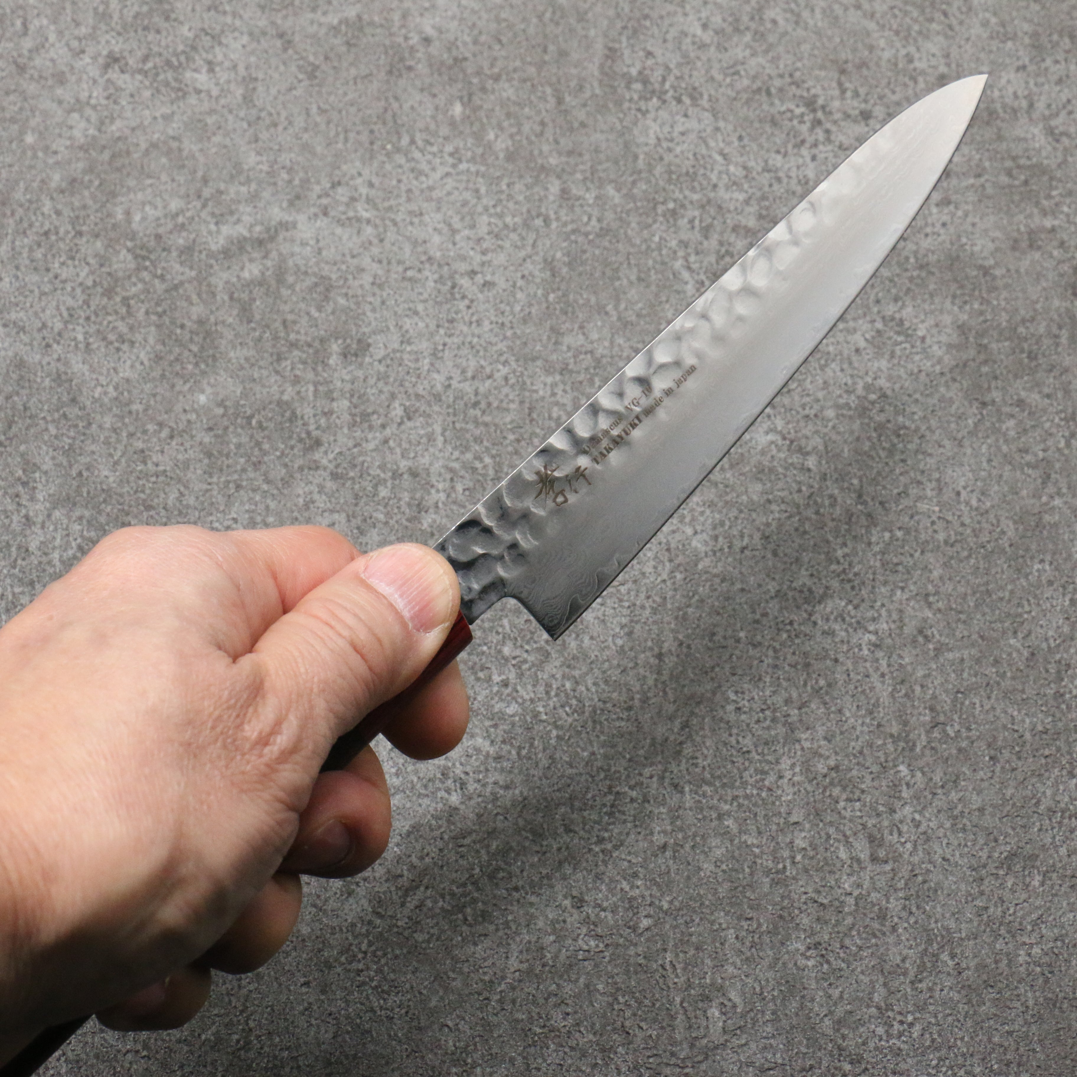 Sakai Takayuki VG10 Damascus Petty-Utility 150mm Shitan & Red Pakkawood Handle - Seisuke Knife