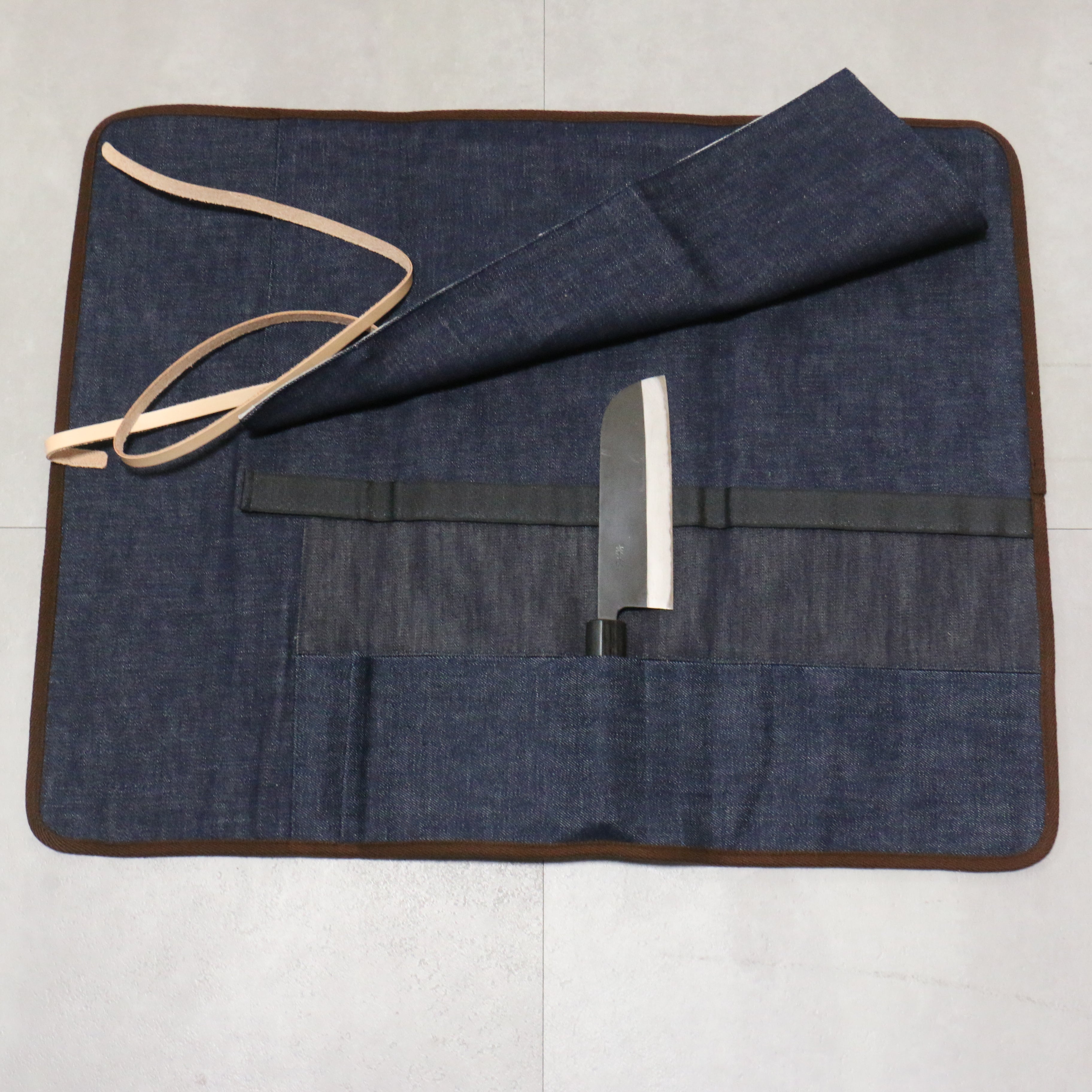 West Japan Tools 6 Pocket Knife Roll (Denim) - Seisuke Knife