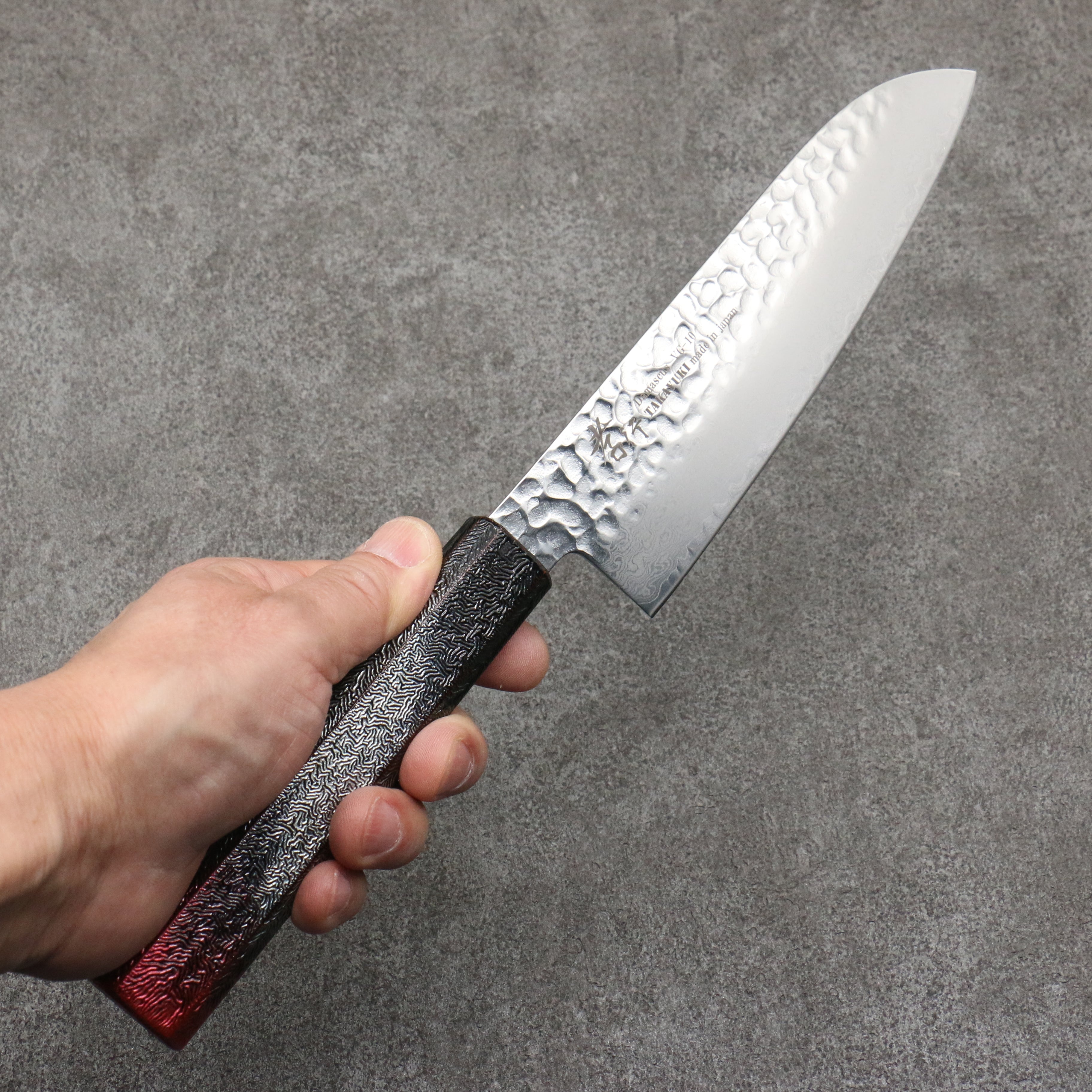 Sakai Takayuki Rinnou VG10 33 Layer Damascus Santoku170mm Red Lacquered Handle - Seisuke Knife