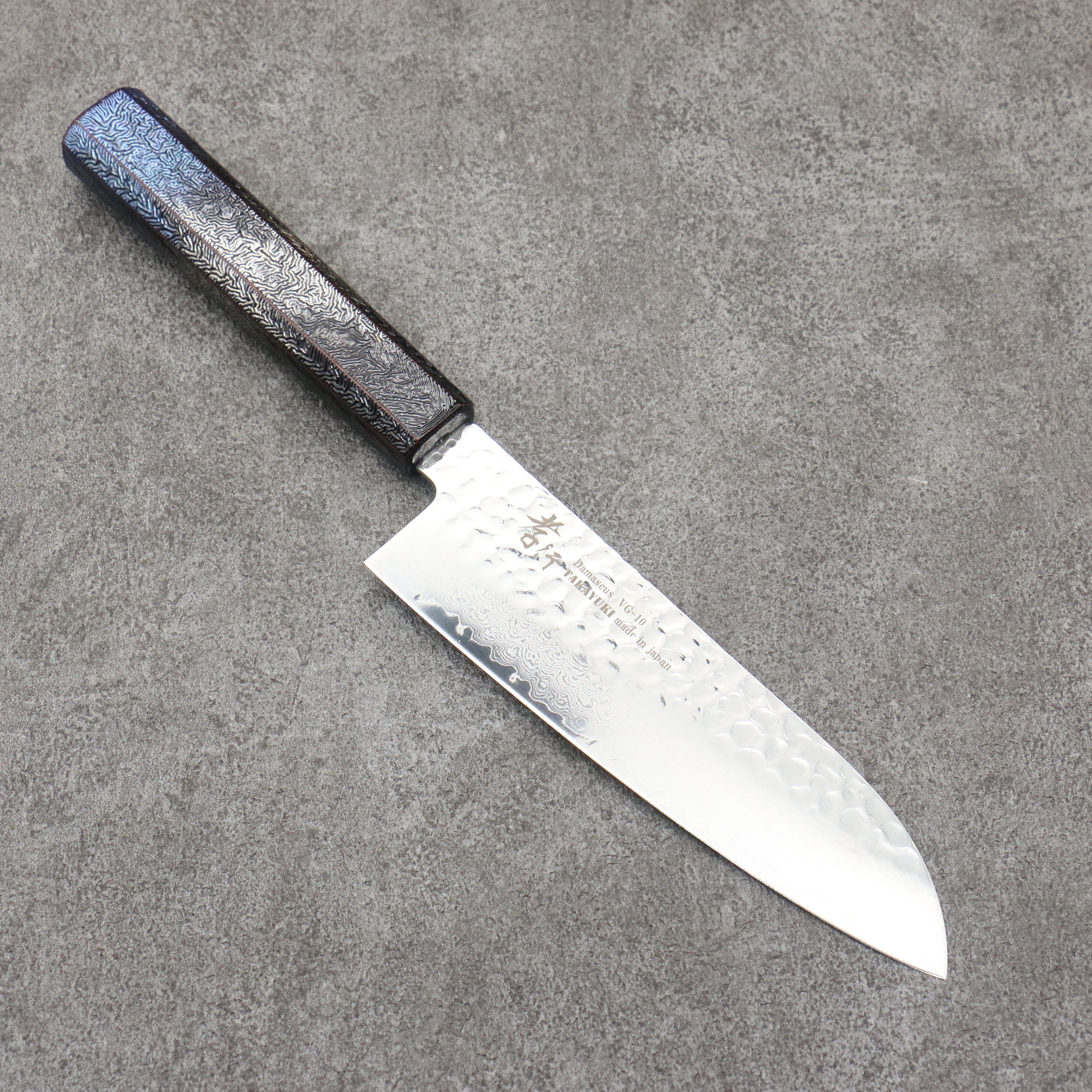 Sakai Takayuki Rinnou VG10 33 Layer Damascus Santoku170mm Blue Lacquered Handle - Seisuke Knife