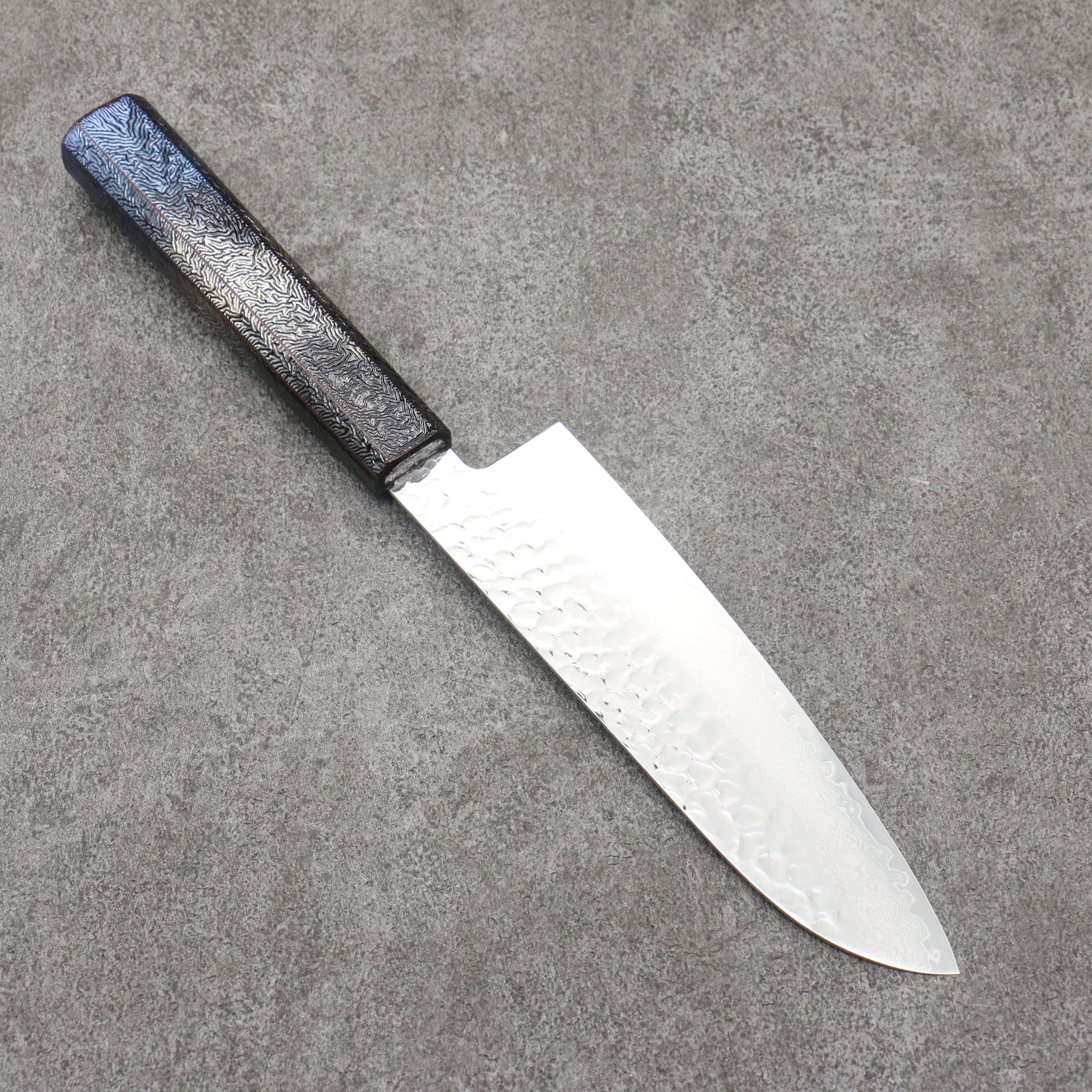 Sakai Takayuki Rinnou VG10 33 Layer Damascus Santoku170mm Blue Lacquered Handle - Seisuke Knife