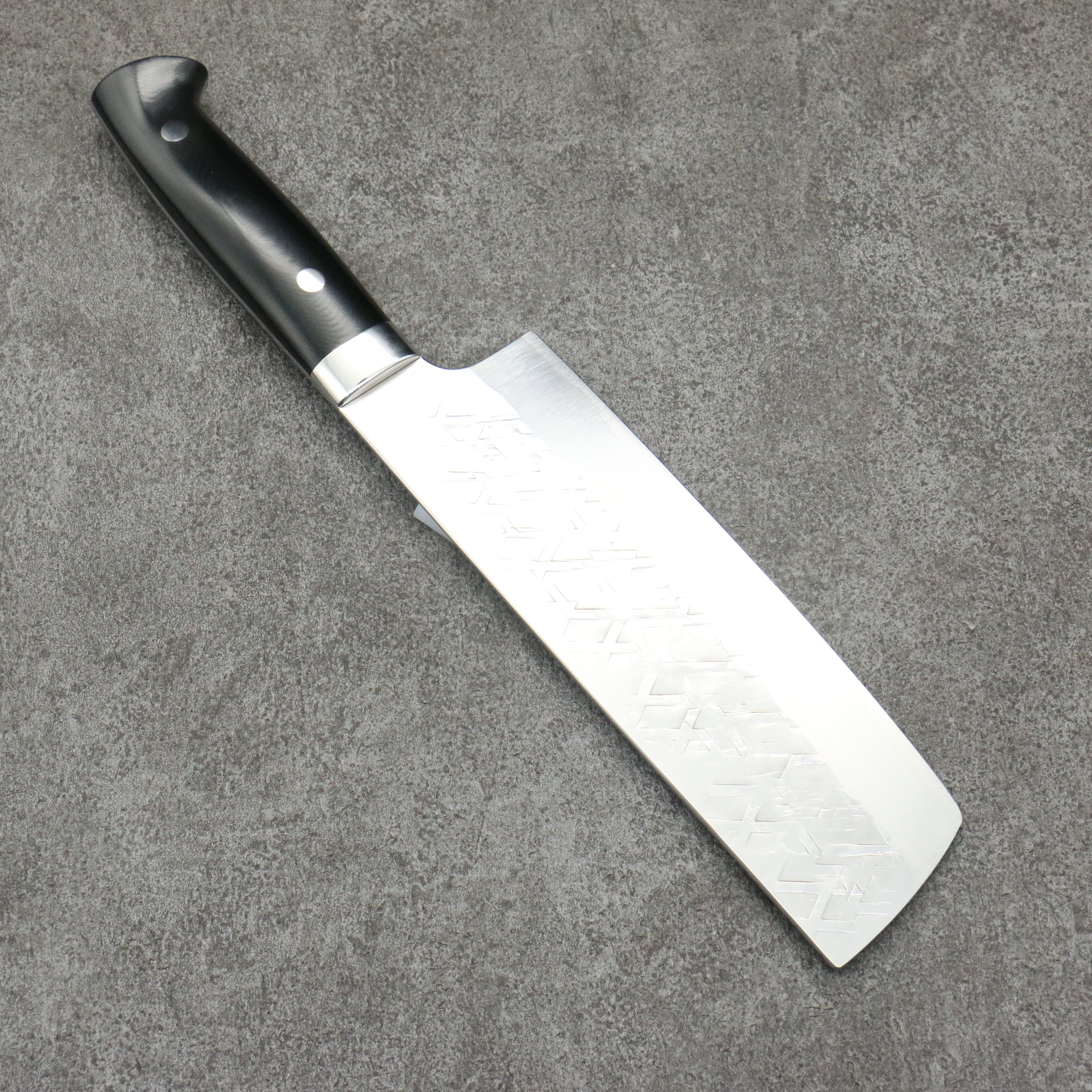 Takeshi Saji SRS13 Hammered Nakiri180mm Black Micarta Handle - Seisuke Knife