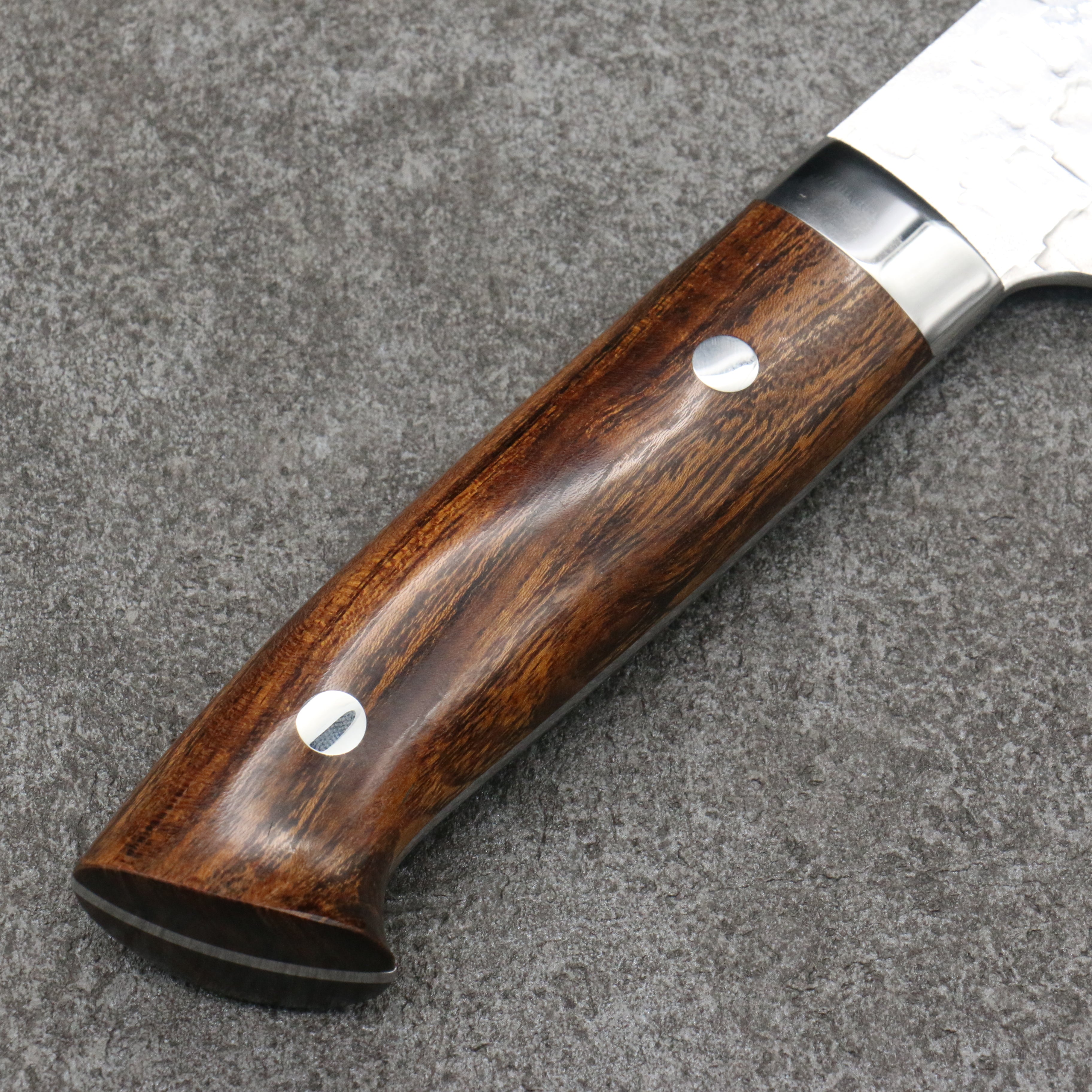 Takeshi Saji VG10 Hammered Damascus Cross Gyuto210mm Ironwood Handle - Seisuke Knife