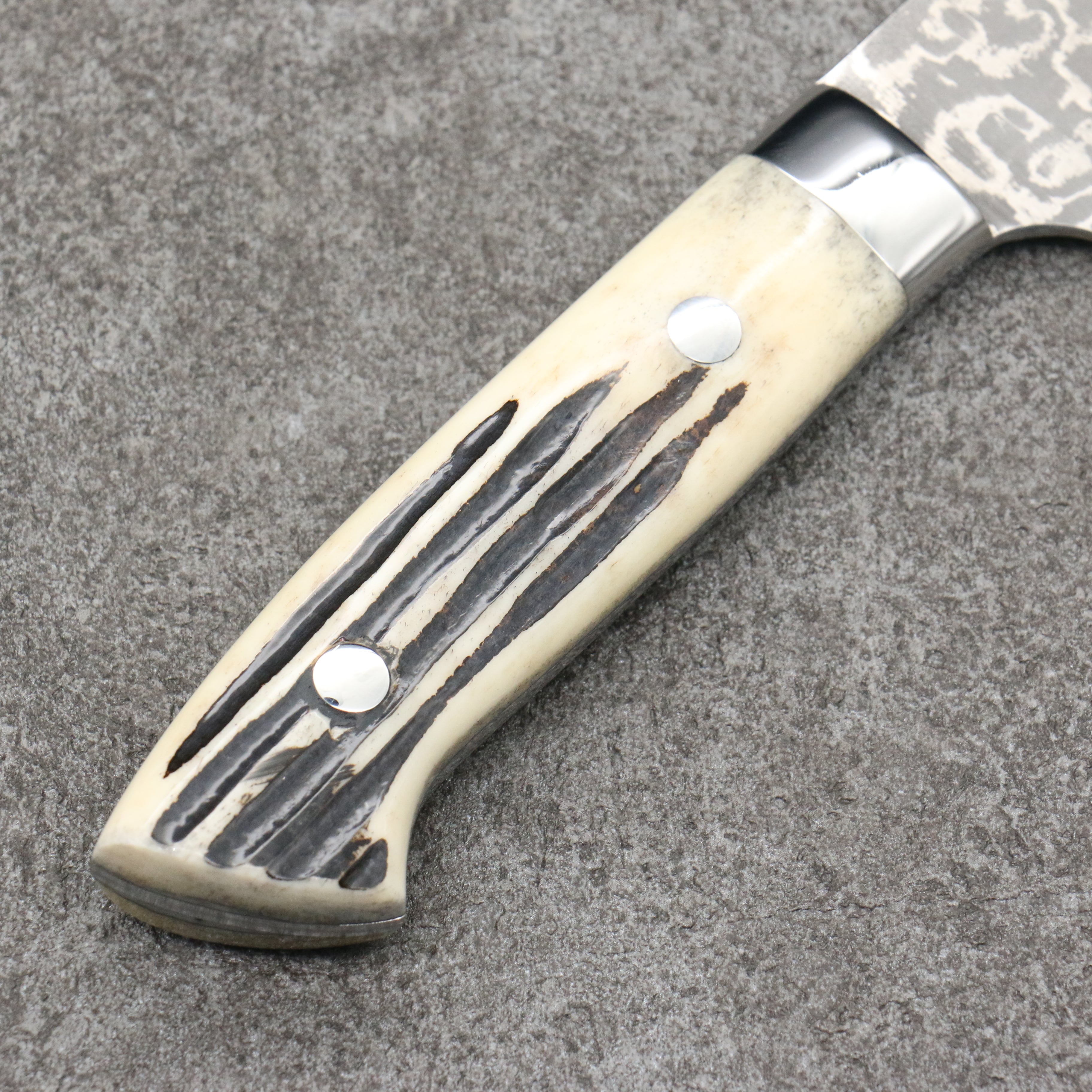 Takeshi Saji SG2 Black Damascus Gyuto150mm White Deer Horn Handle - Seisuke Knife
