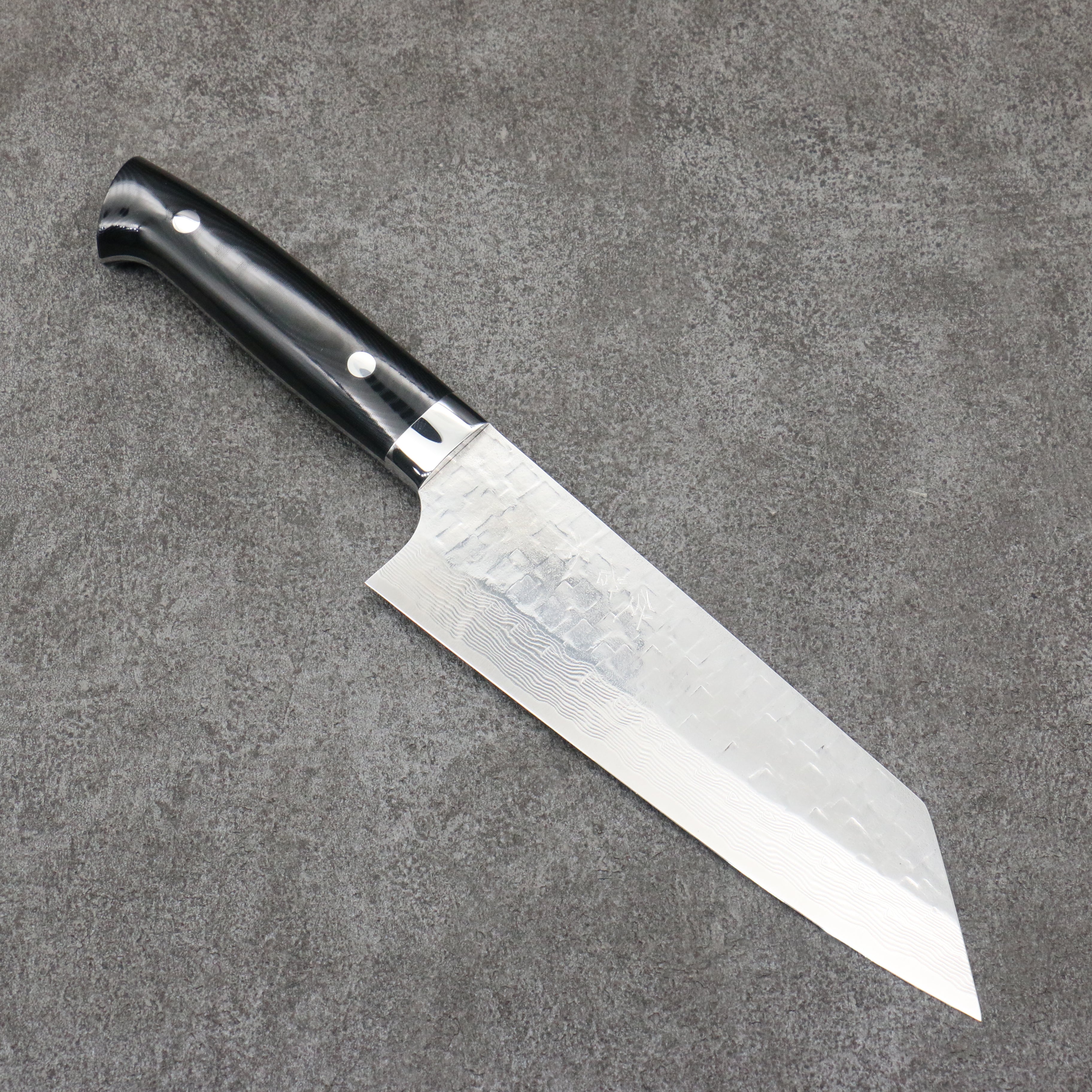 Takeshi Saji VG10 Hammered Damascus Cross Bunka180mm Micarta (Cloud) Handle - Seisuke Knife