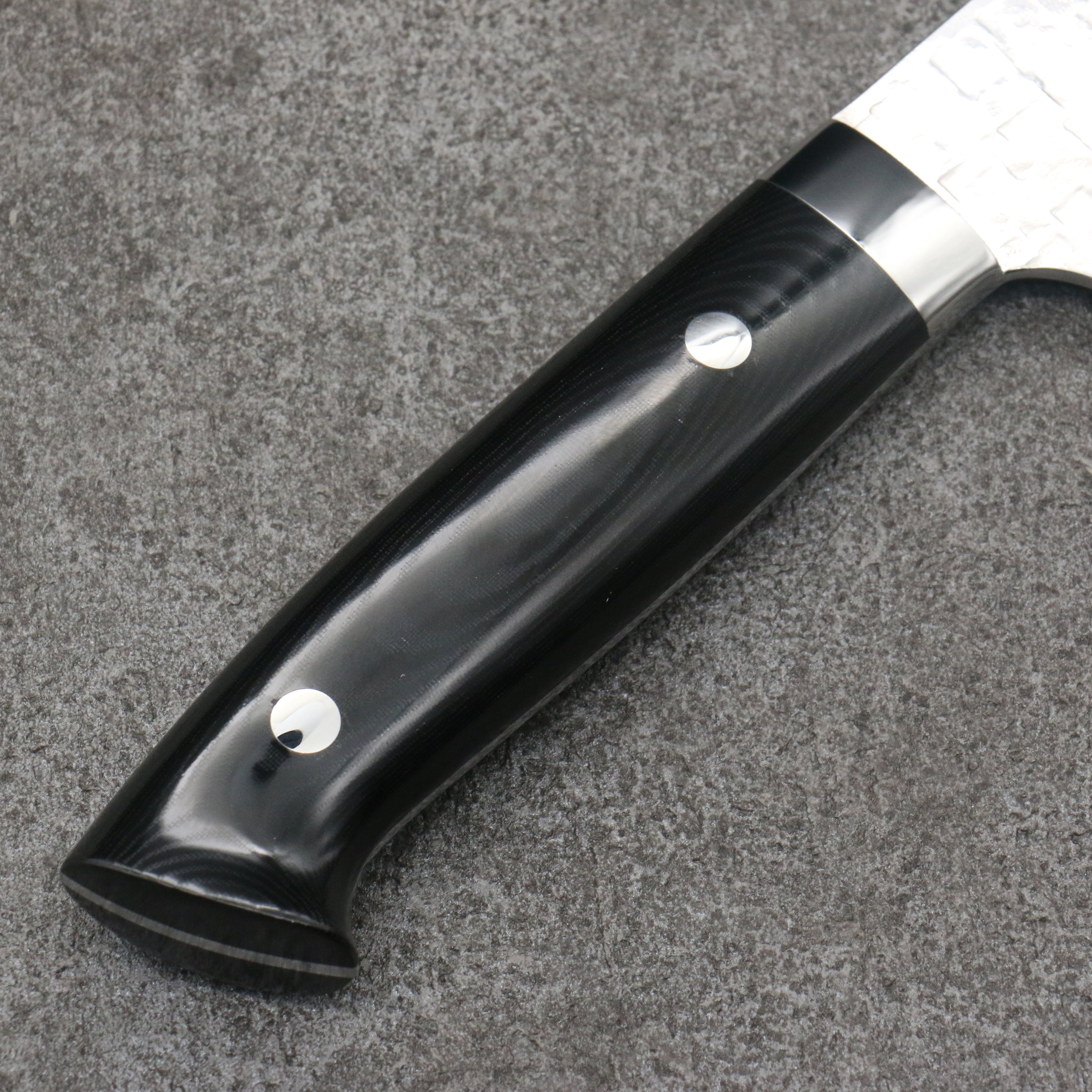 Takeshi Saji VG10 Hammered Damascus Cross Bunka180mm Micarta (Cloud) Handle - Seisuke Knife