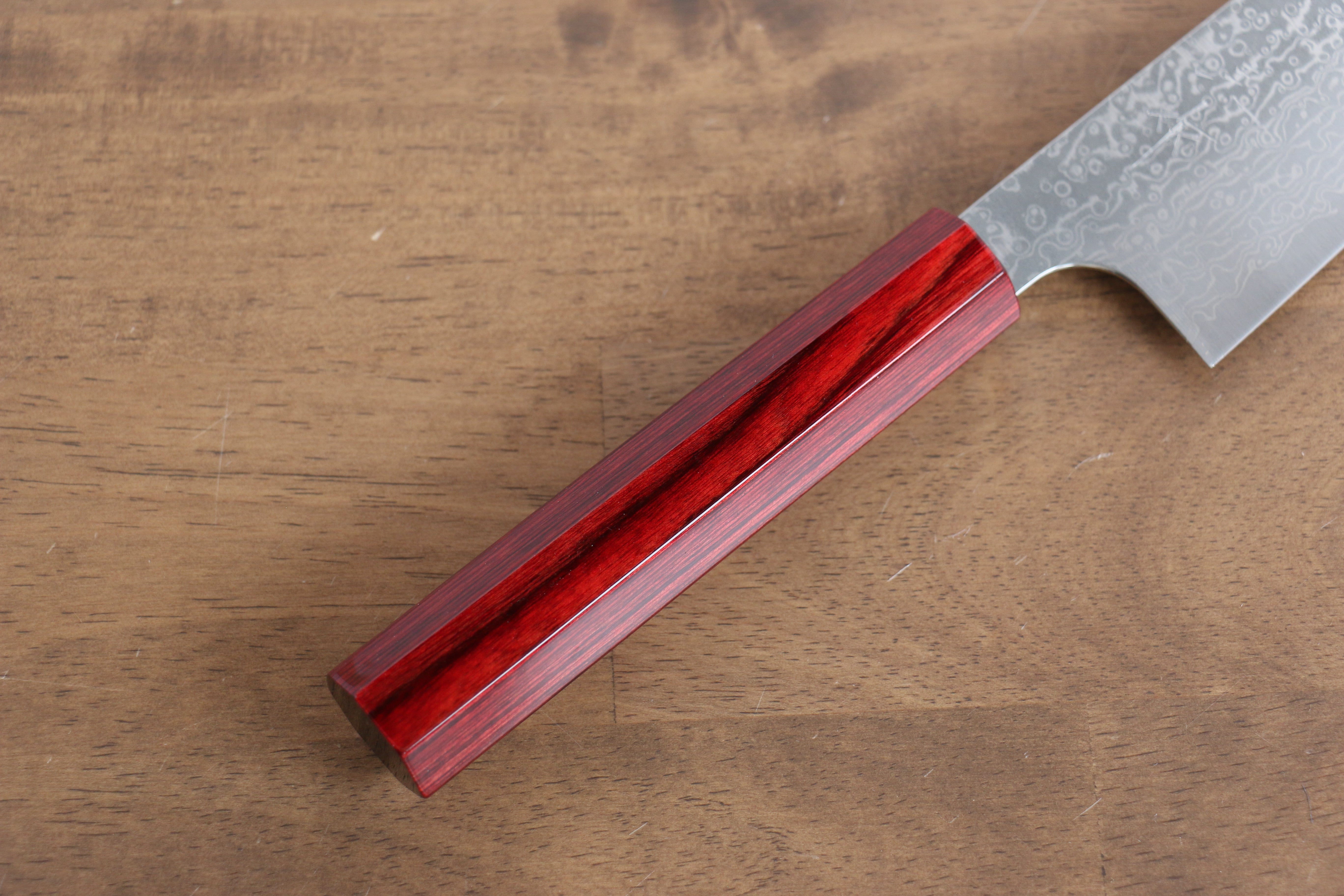Kei Kobayashi SG2 Damascus Bunka 170mm Red Lacquered Handle - Seisuke Knife