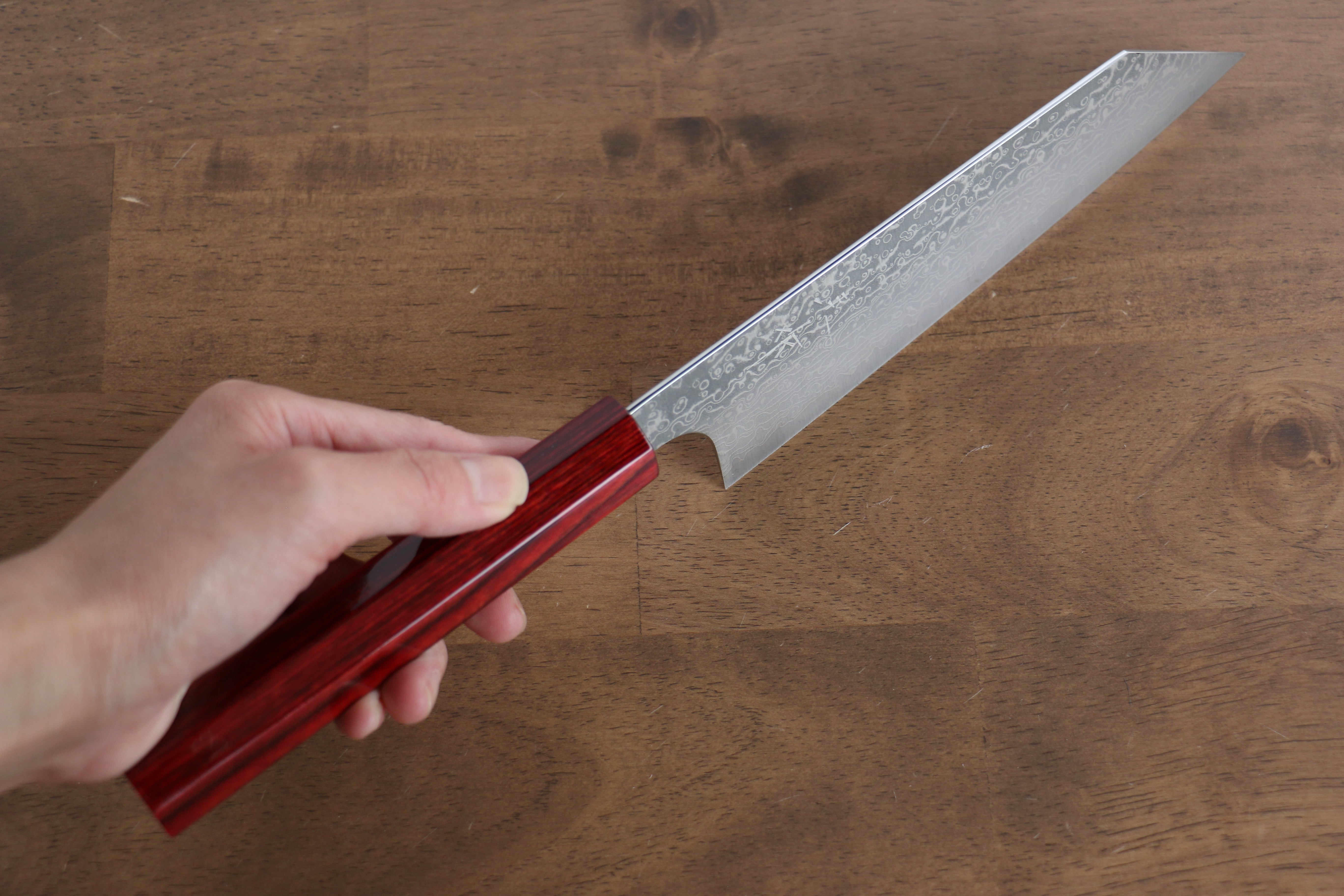 Kei Kobayashi SG2 Damascus Bunka 170mm Red Lacquered Handle - Seisuke Knife