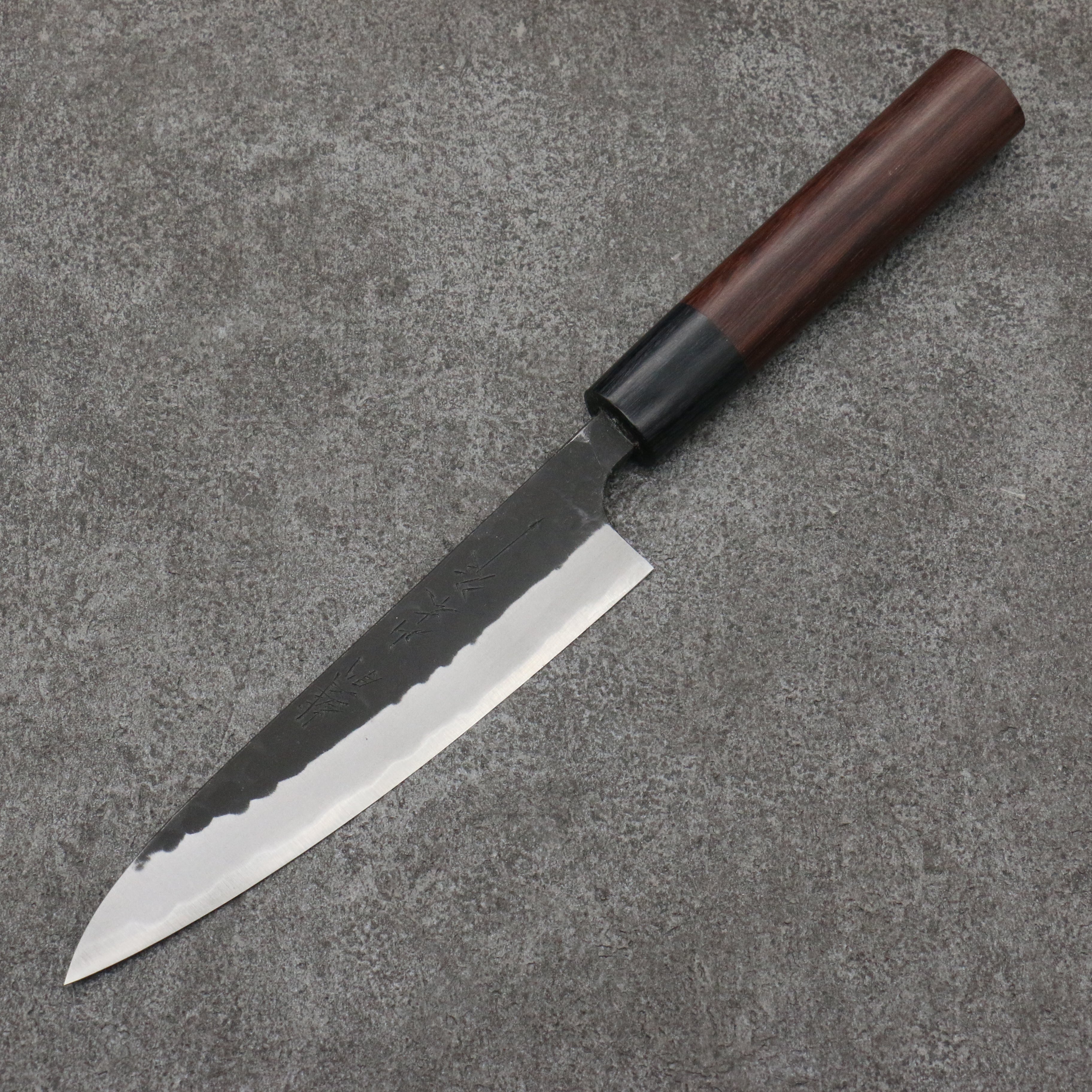 Nao Yamamoto Blue Steel Kurouchi Petty-Utility 135mm Shitan & Black Pakkawood Handle - Seisuke Knife