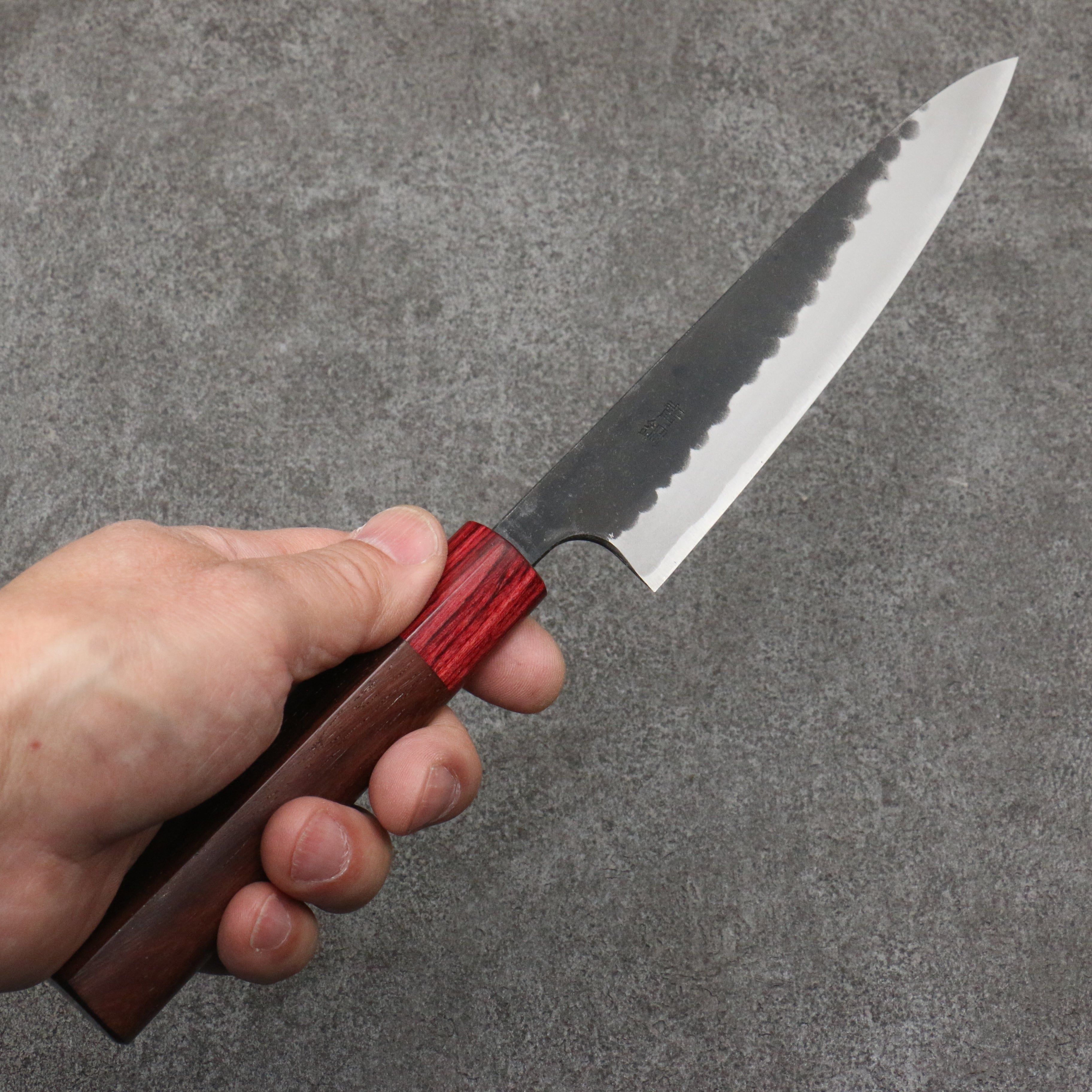 Nao Yamamoto Blue Steel Kurouchi Petty-Utility 135mm Shitan & Red Pakkawood Handle - Seisuke Knife