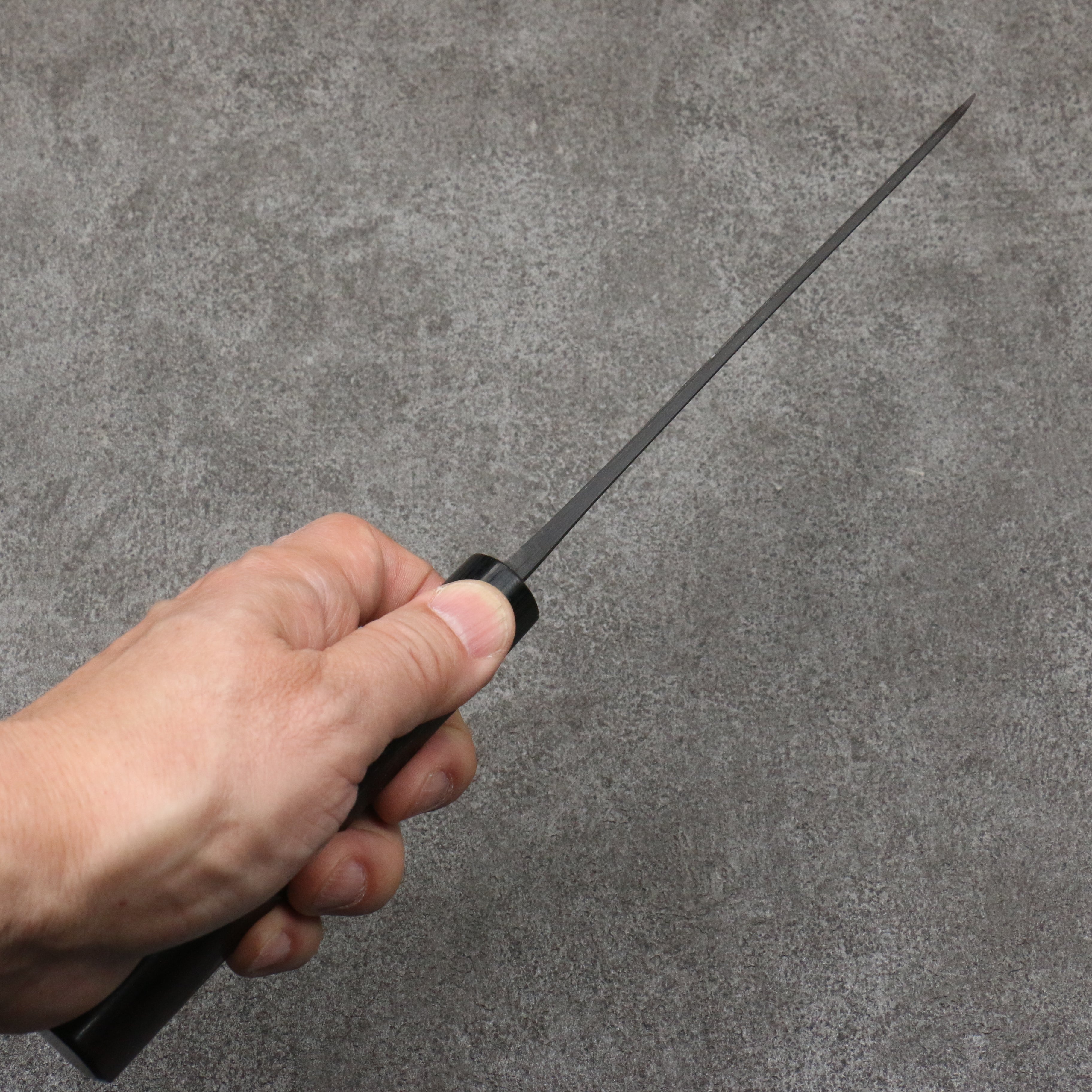 Nao Yamamoto Blue Steel Kurouchi Santoku170mm Shitan (ferrule: Black Pakka wood) Handle - Seisuke Knife
