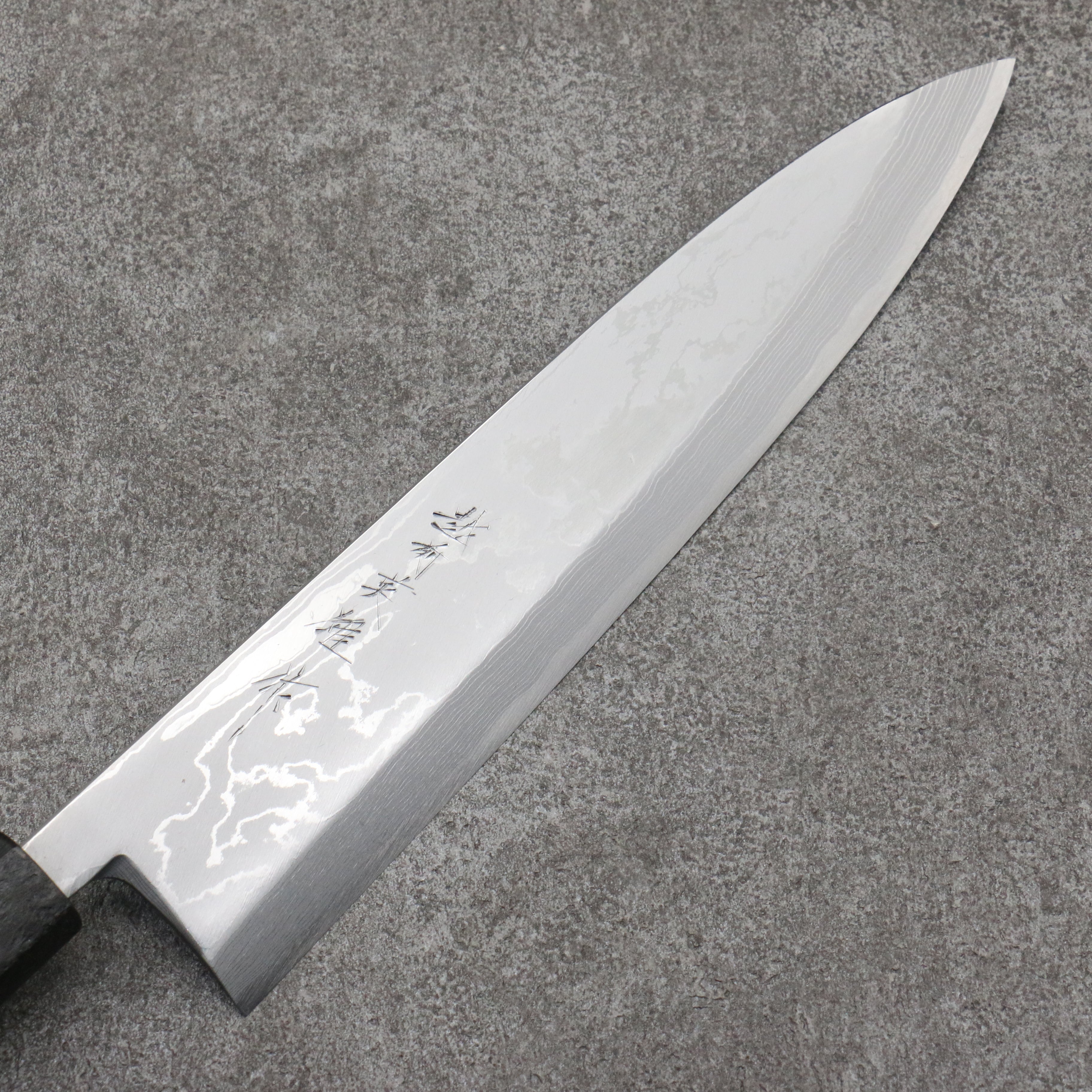Hideo Kitaoka White Steel No.2 Damascus Mioroshi Deba240mm Black Washi Wrapped Handle - Seisuke Knife