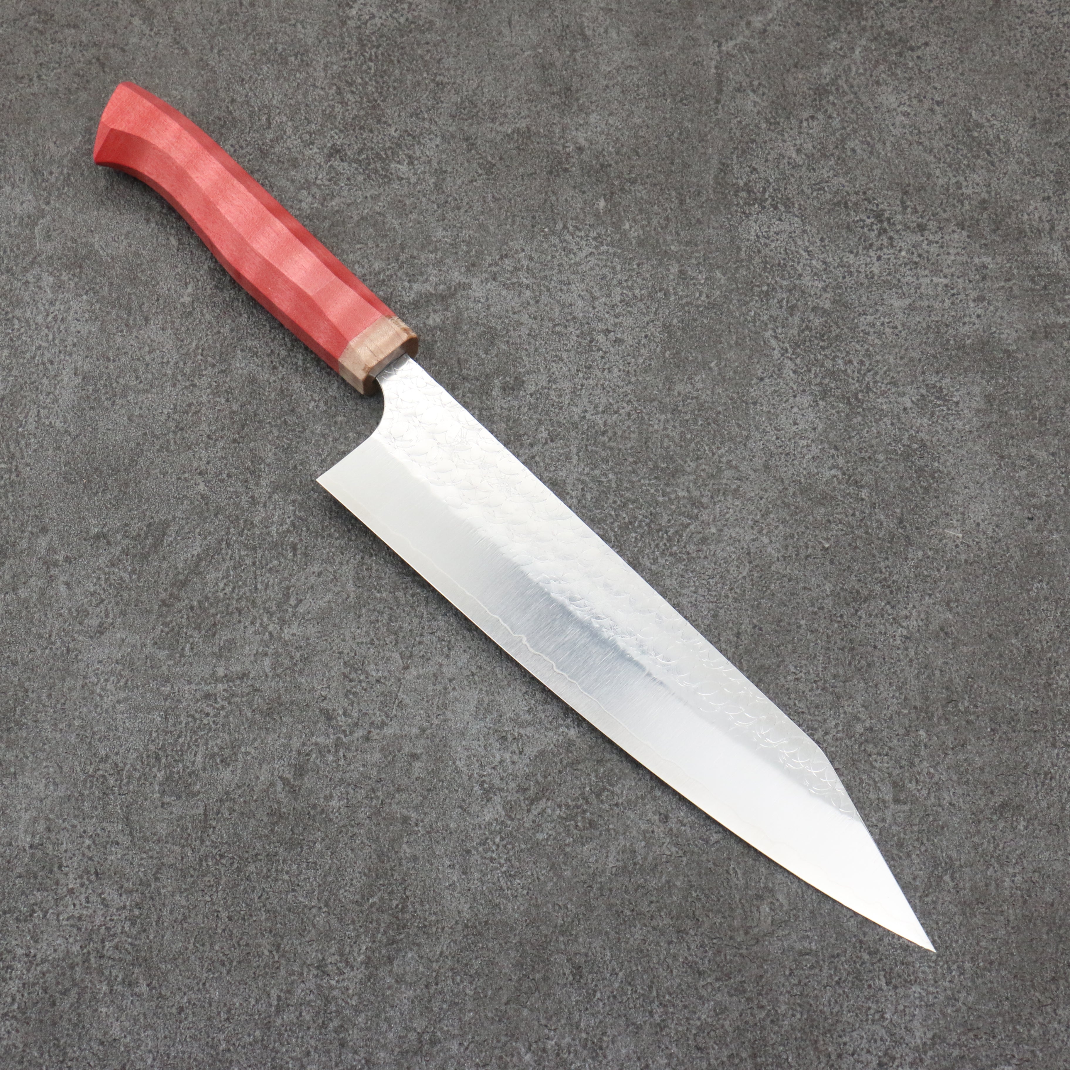 Yoshimi Kato Minamo SG2 Hammered Kiritsuke Gyuto 210mm Western style (red) Handle - Seisuke Knife