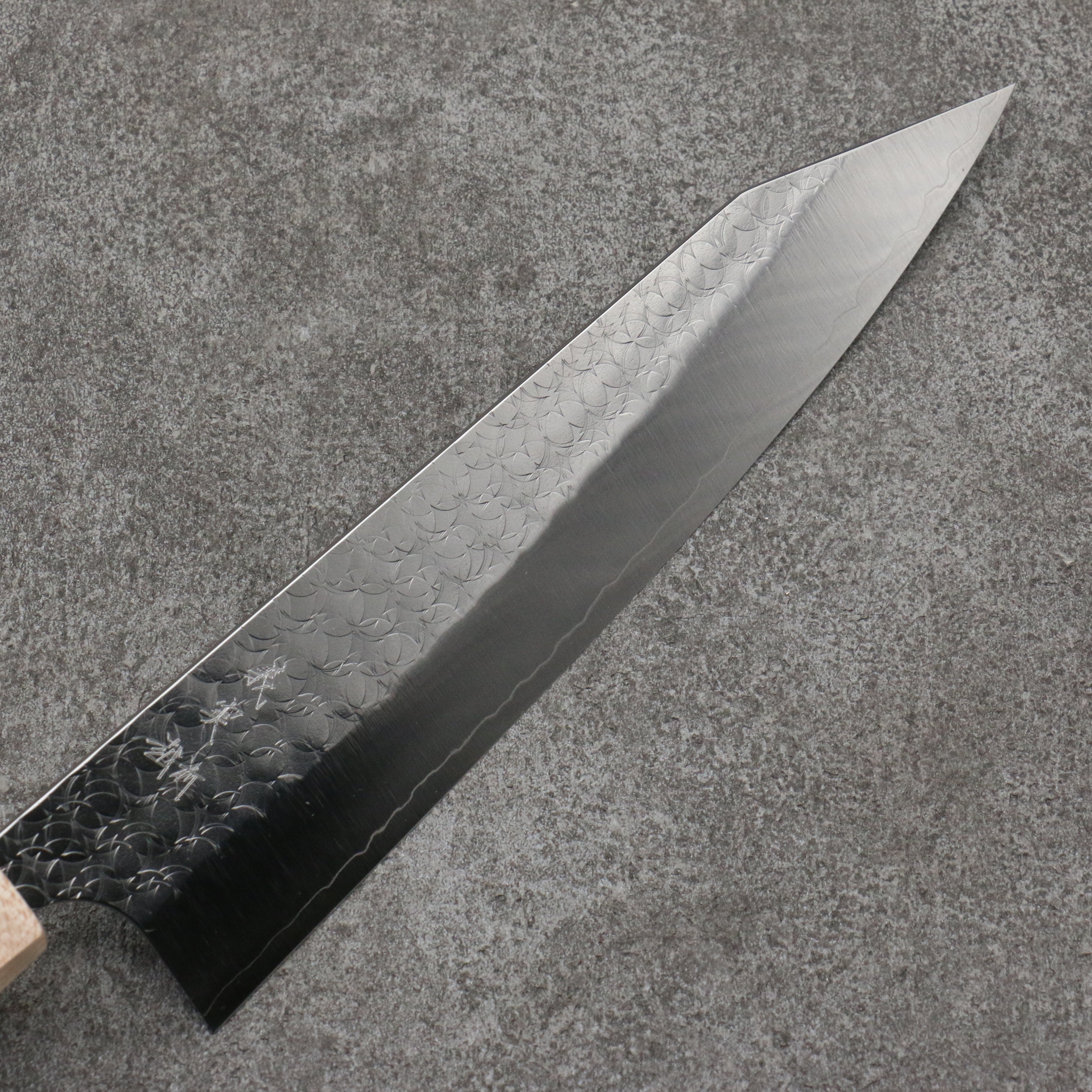 Yoshimi Kato Minamo SG2 Hammered Kiritsuke Gyuto 210mm Western style (yellow) Handle - Seisuke Knife