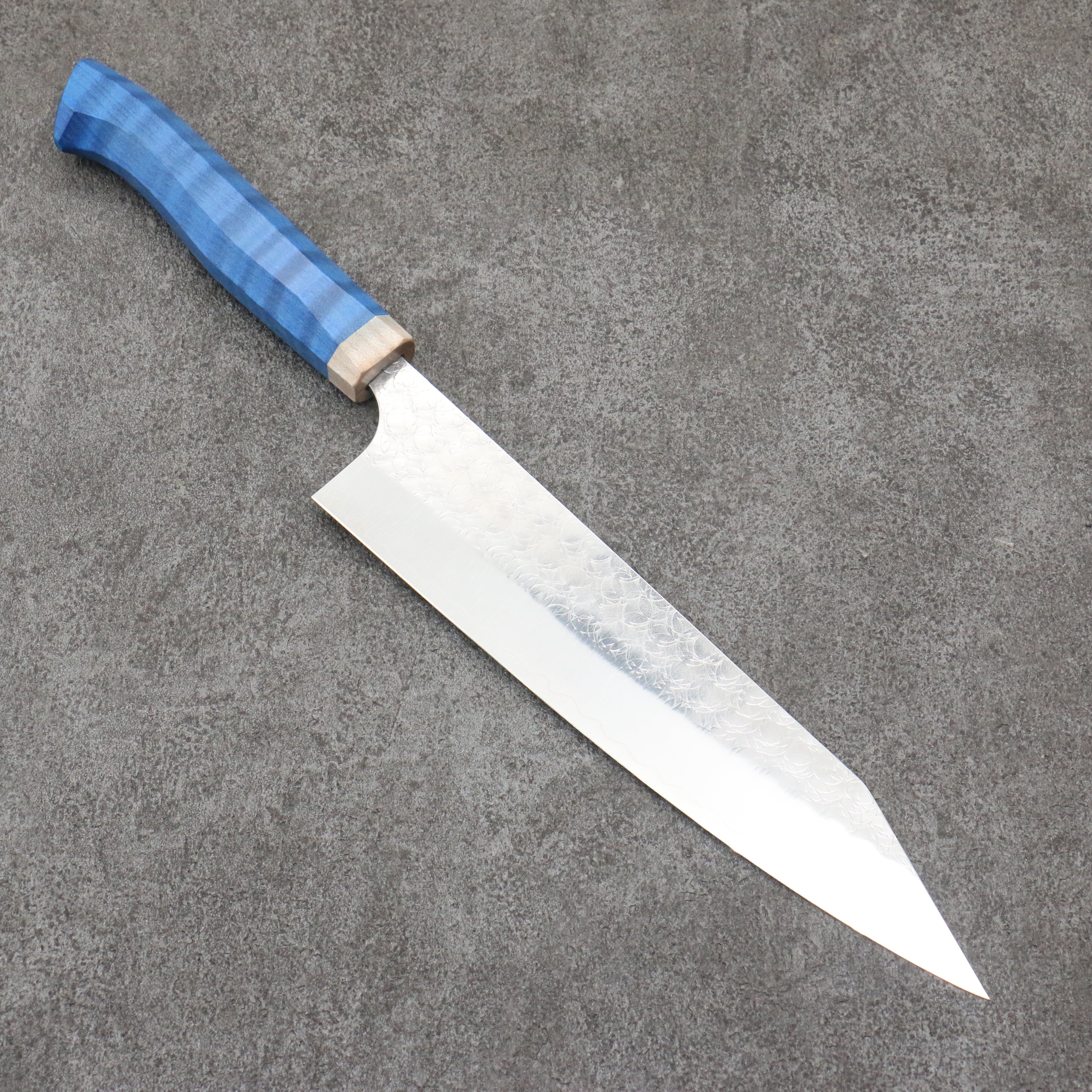 Yoshimi Kato Minamo SG2 Hammered Kiritsuke Gyuto 210mm Western style (blue) Handle - Seisuke Knife