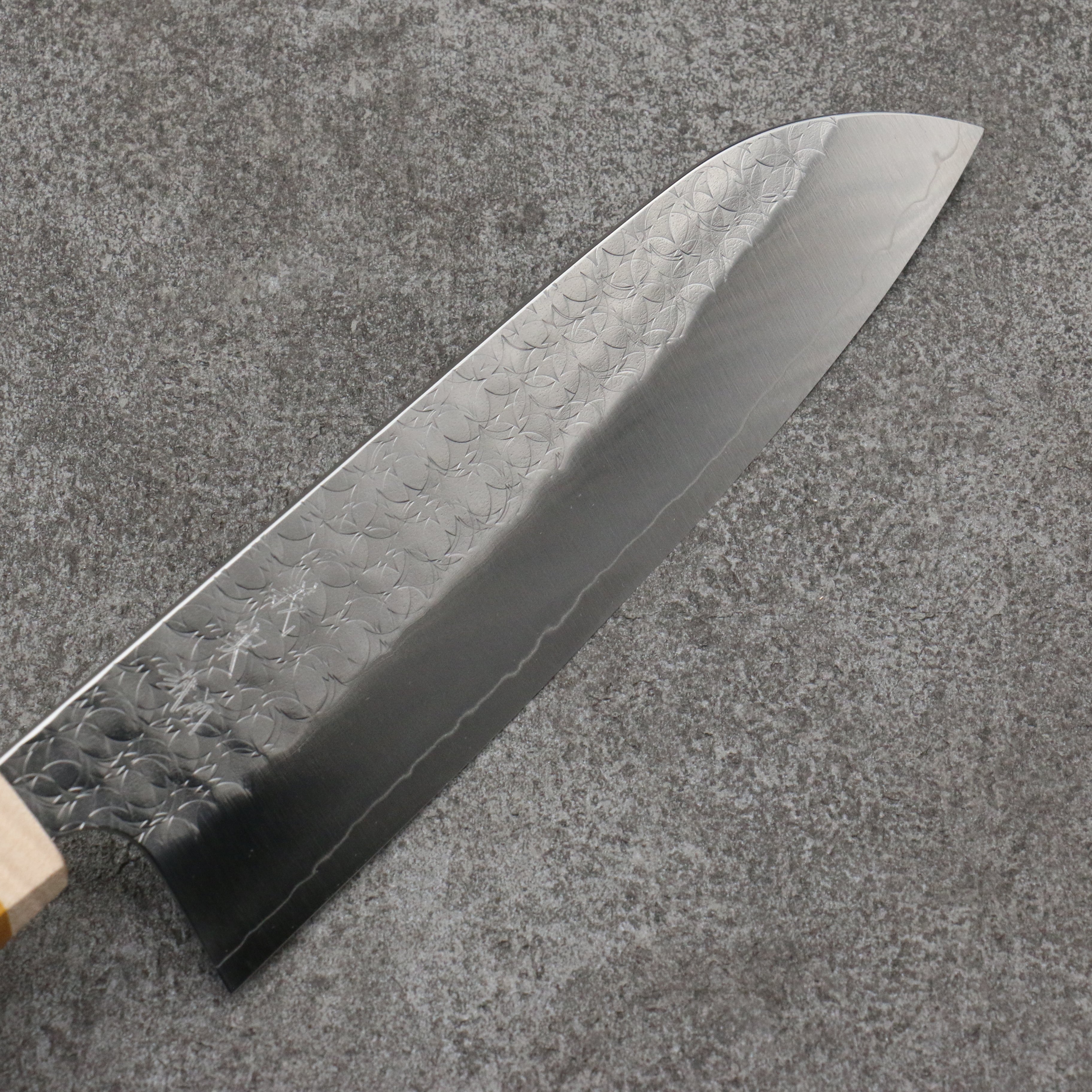 Yoshimi Kato Minamo SG2 Hammered Santoku 170mm Western style (yellow) Handle - Seisuke Knife