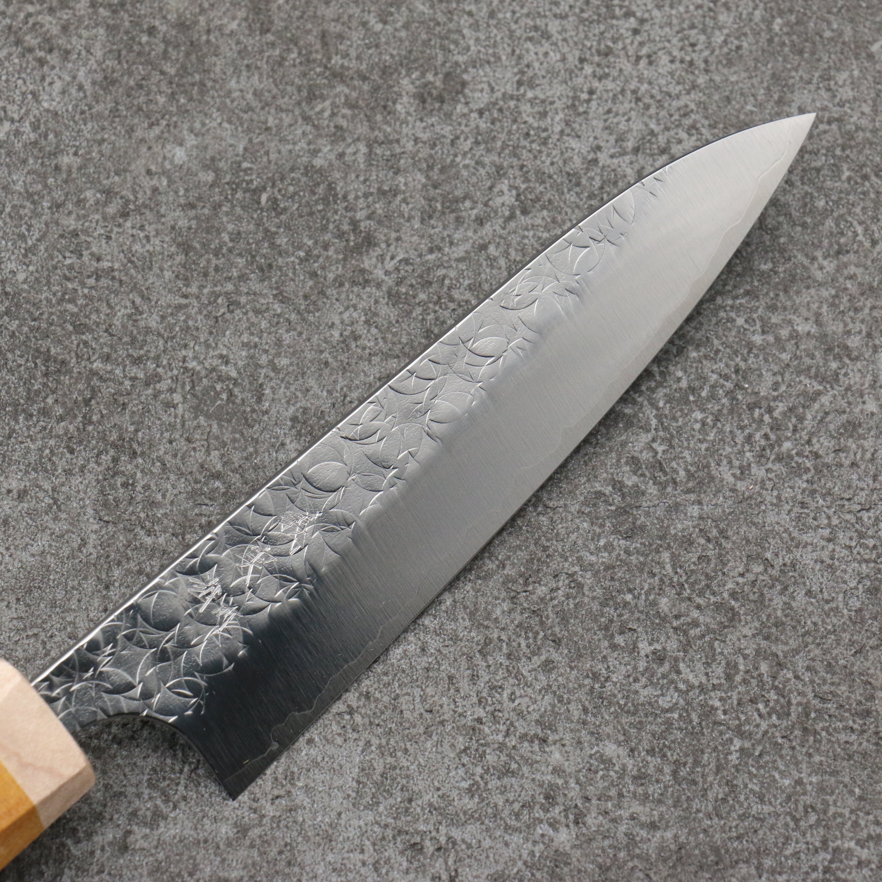 Yoshimi Kato Minamo SG2 Hammered Petty-Utility 120mm Western style (yellow) Handle - Seisuke Knife