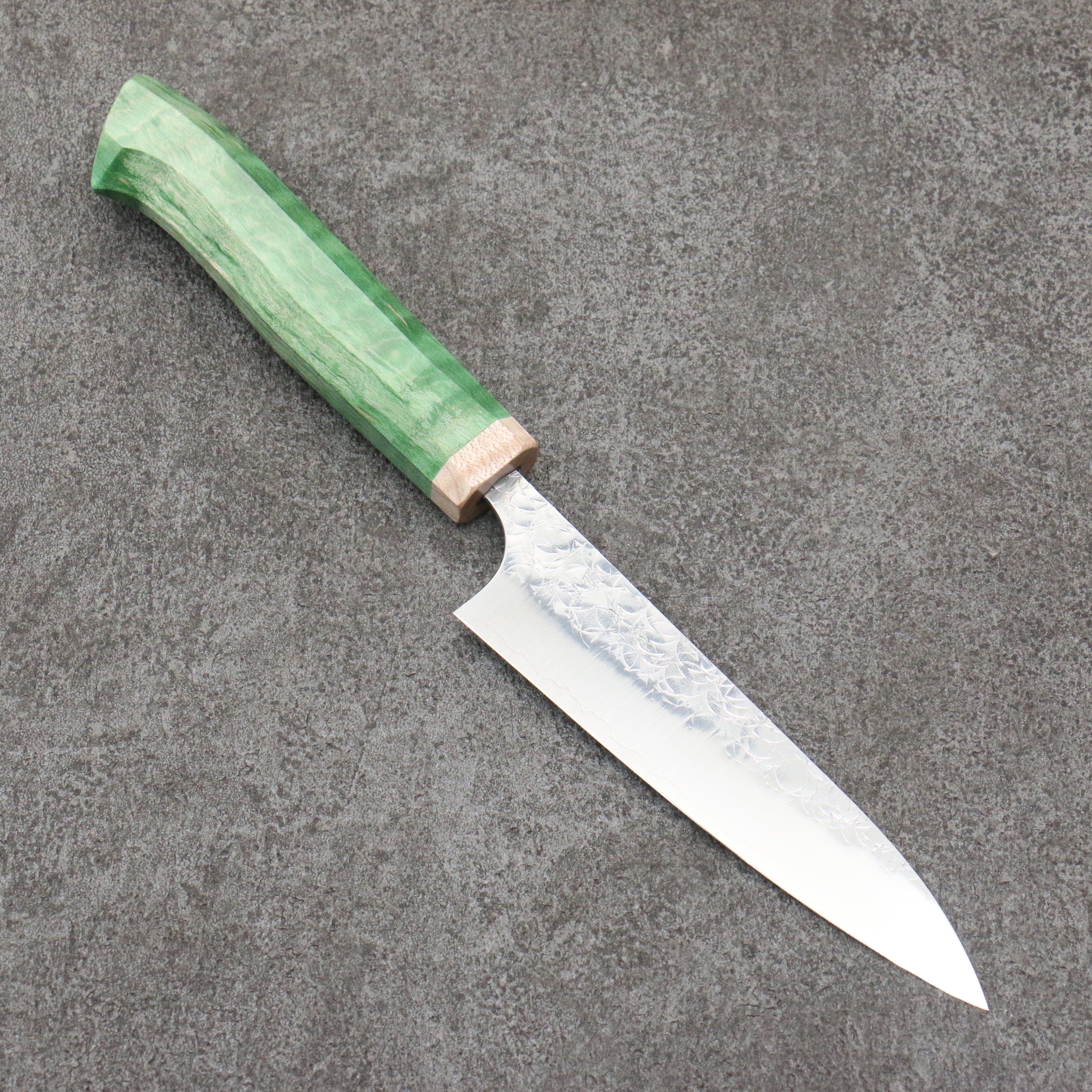 Yoshimi Kato Minamo SG2 Hammered Petty-Utility 120mm Western style (green) Handle - Seisuke Knife