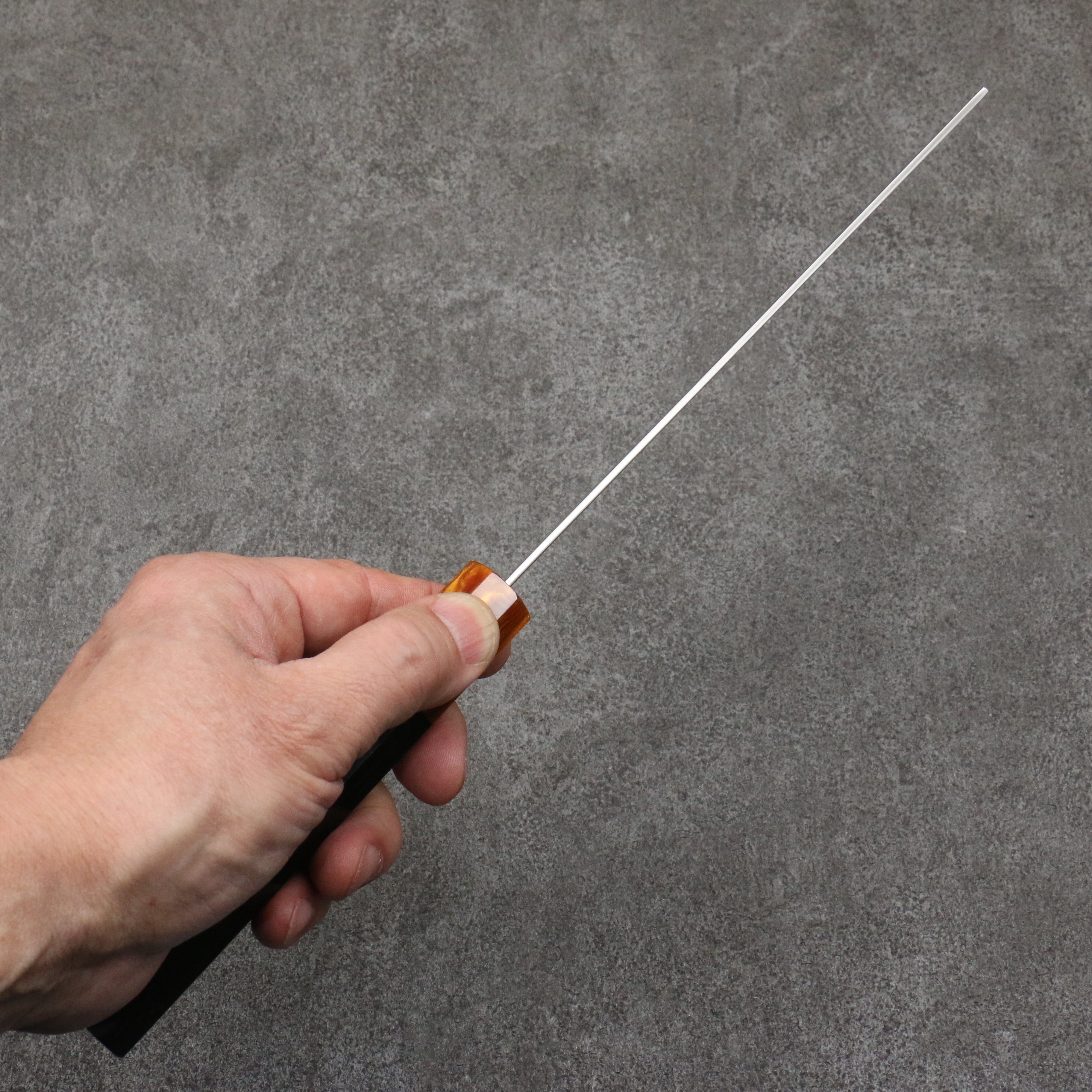 Yoshimi Kato Minamo SG2 Hammered Nakiri 165mm Shitan (ferrule: Orange Resin) Handle - Seisuke Knife