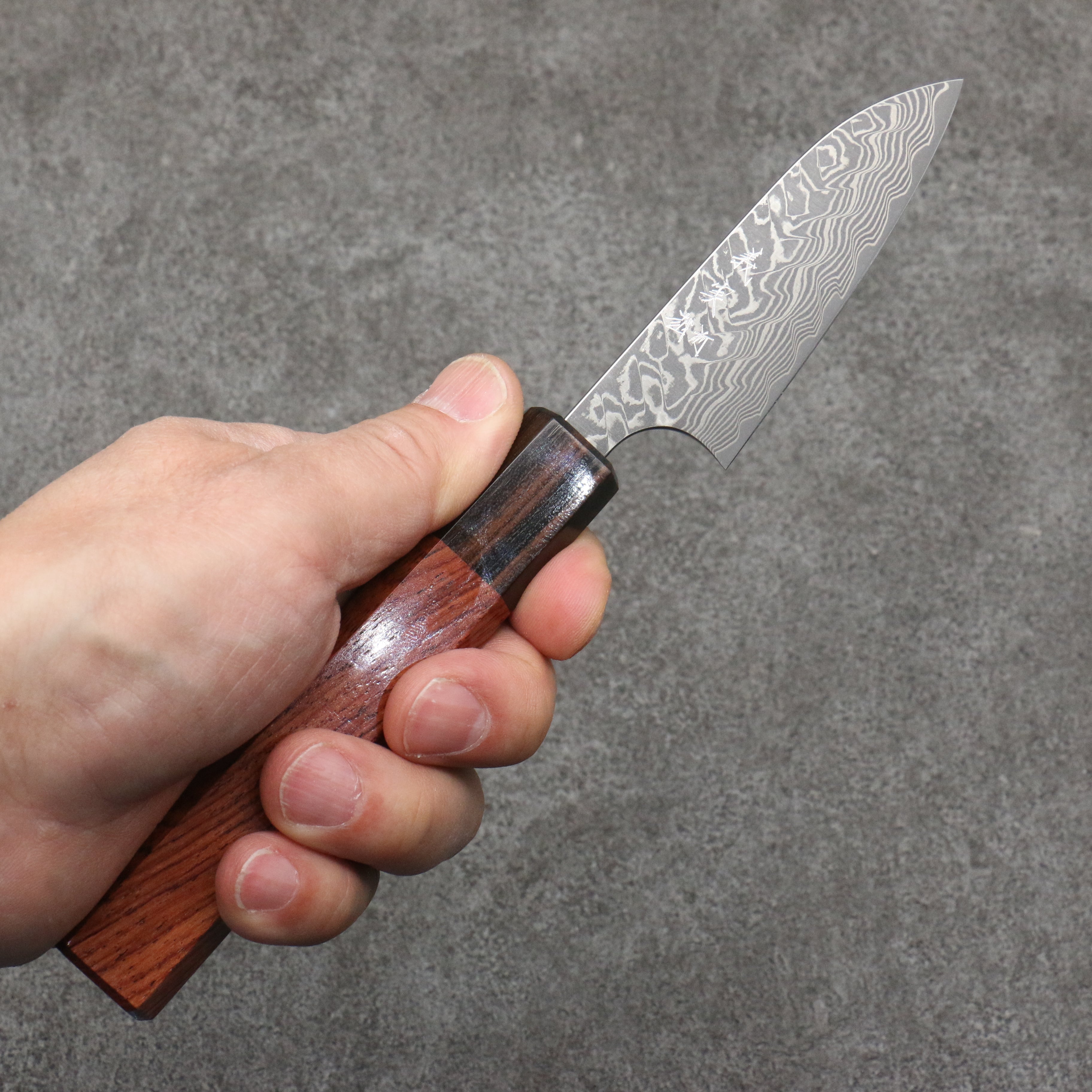 Yoshimi Kato SG2 Black Damascus Petty-Utility 75mm Shitan Handle - Seisuke Knife