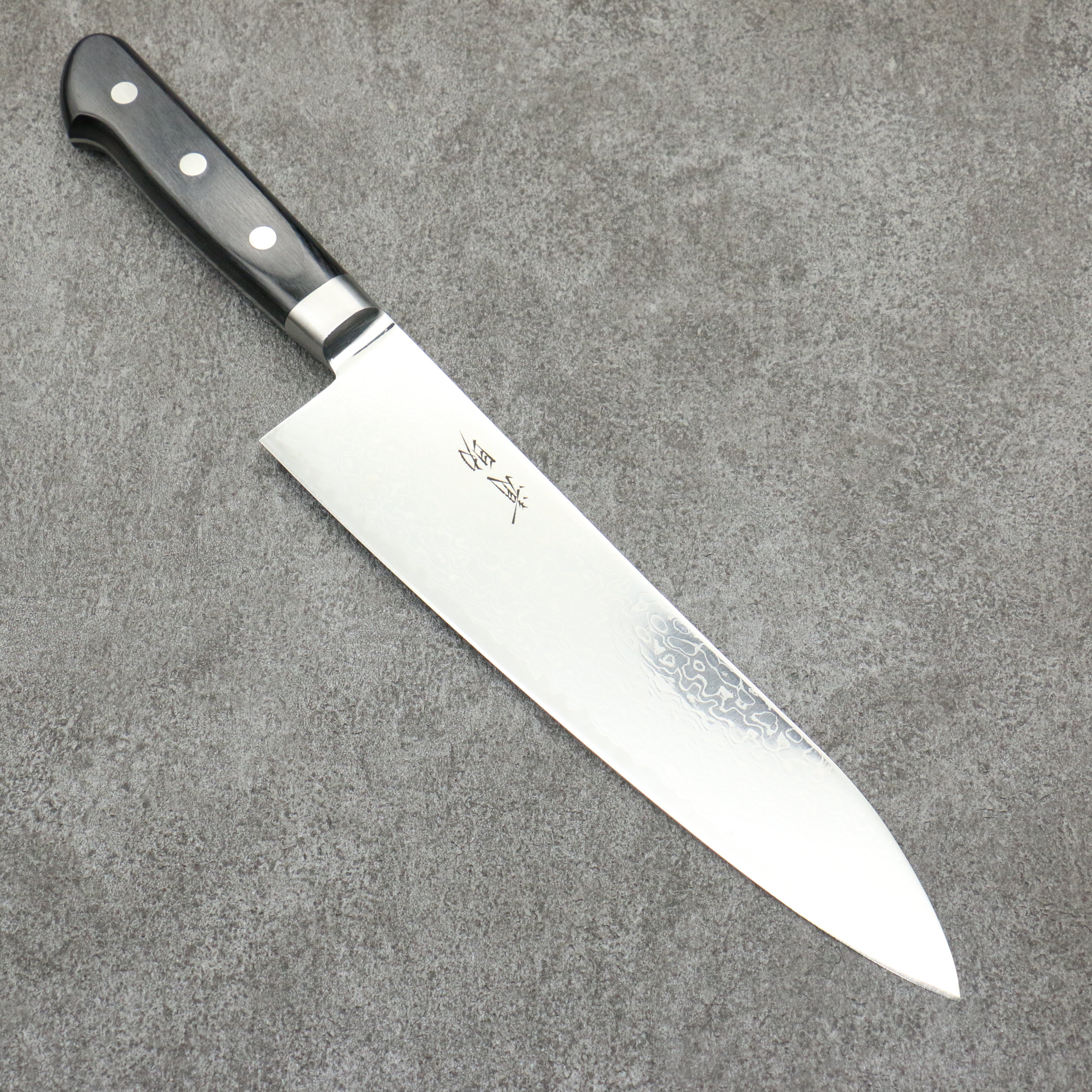 Seisuke Kagami2 AUS10 Mirrored Finish Damascus Gyuto 210mm Black Pakka wood Handle - Seisuke Knife