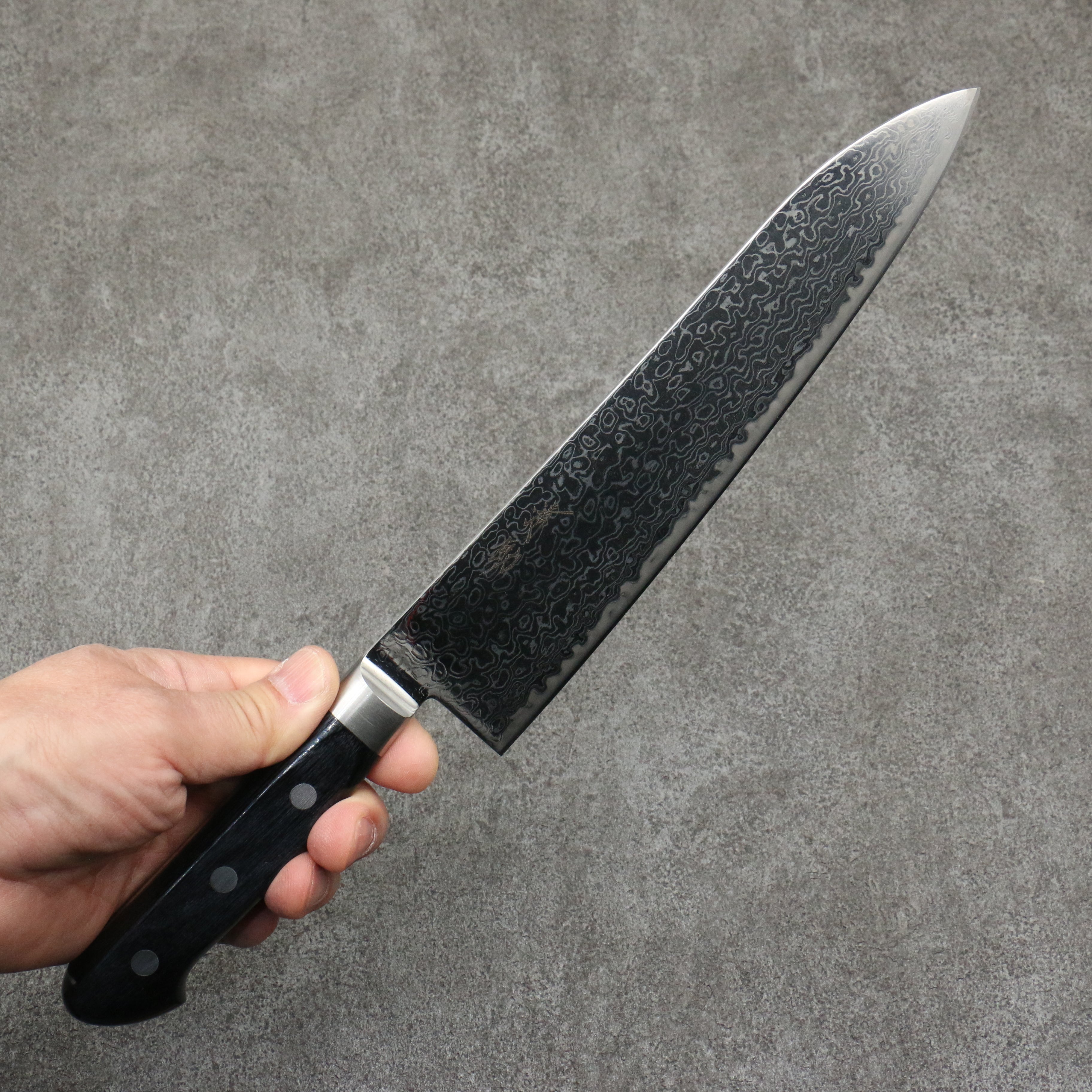 Seisuke Kagami2 AUS10 Mirrored Finish Damascus Gyuto 210mm Black Pakka wood Handle - Seisuke Knife